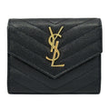 Saint Laurent SAINT LAURENT wallet women's brand trifold leather black gold hardware 403943 compact quilted mini