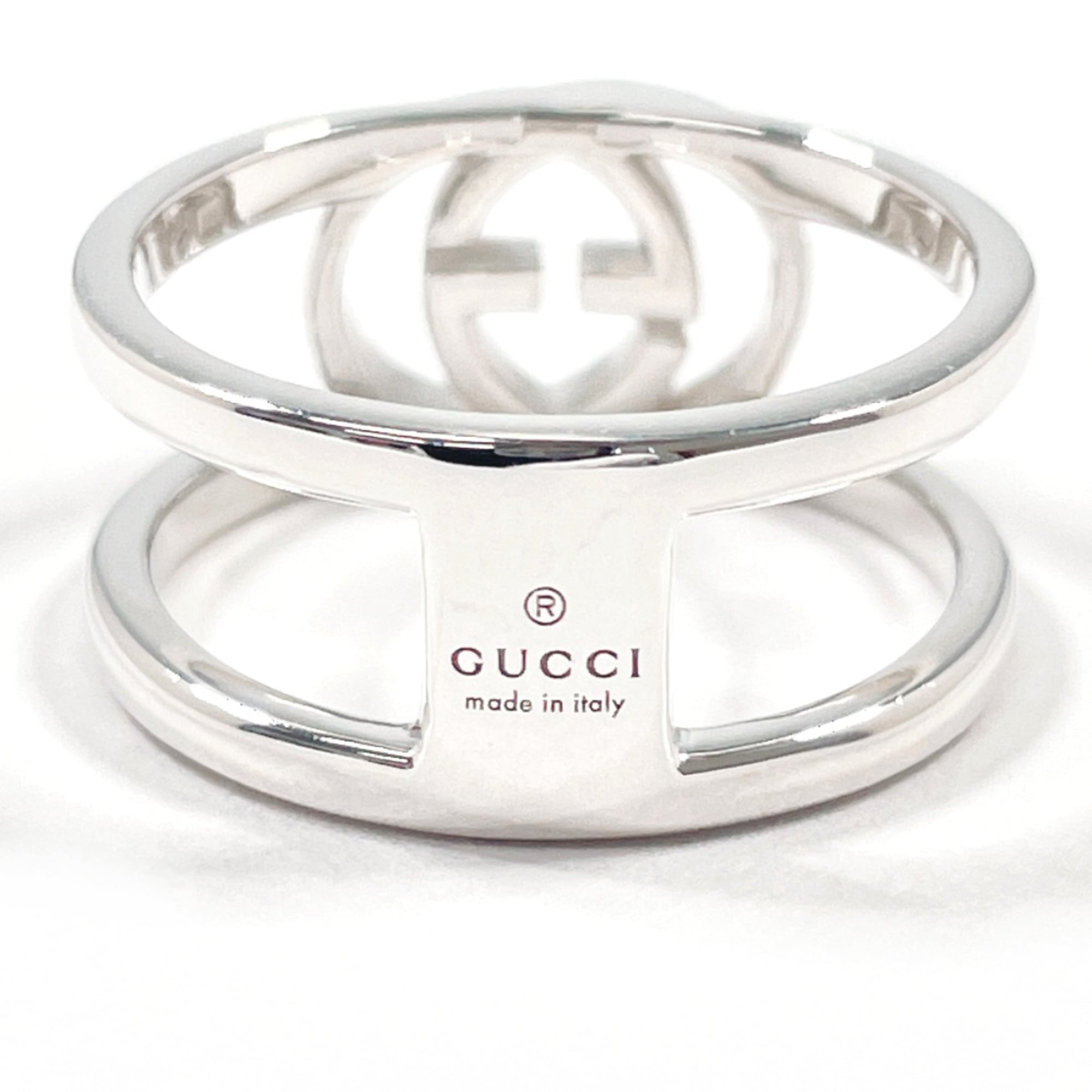GUCCI Interlocking G Wide Ring, Sterling Silver 925, Size 15, Silver, Men's — Like New