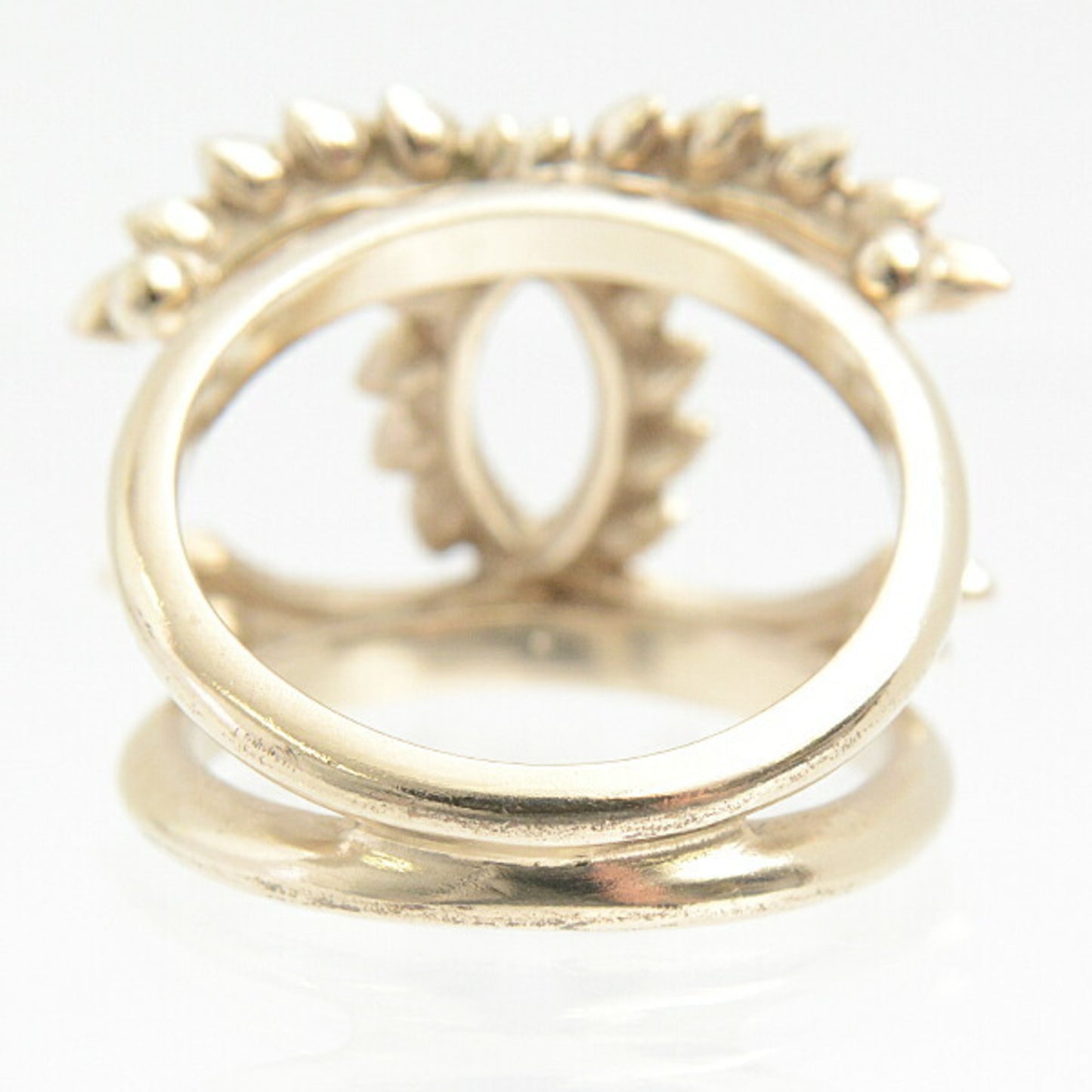 Chanel Ring for Women, Coco Mark Drop Design Rhinestone Ring, Champagne Gold Color, CHANEL C20A