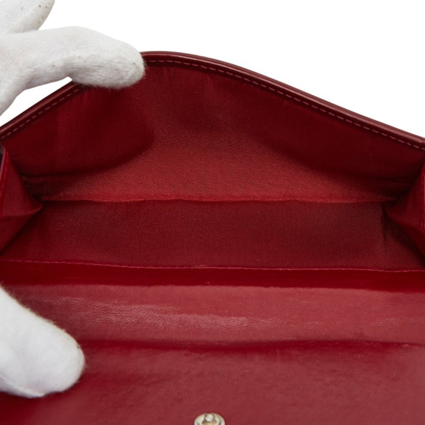 Christian Dior Dior Cannage Stitch Long Wallet Red Nylon Leather Women's