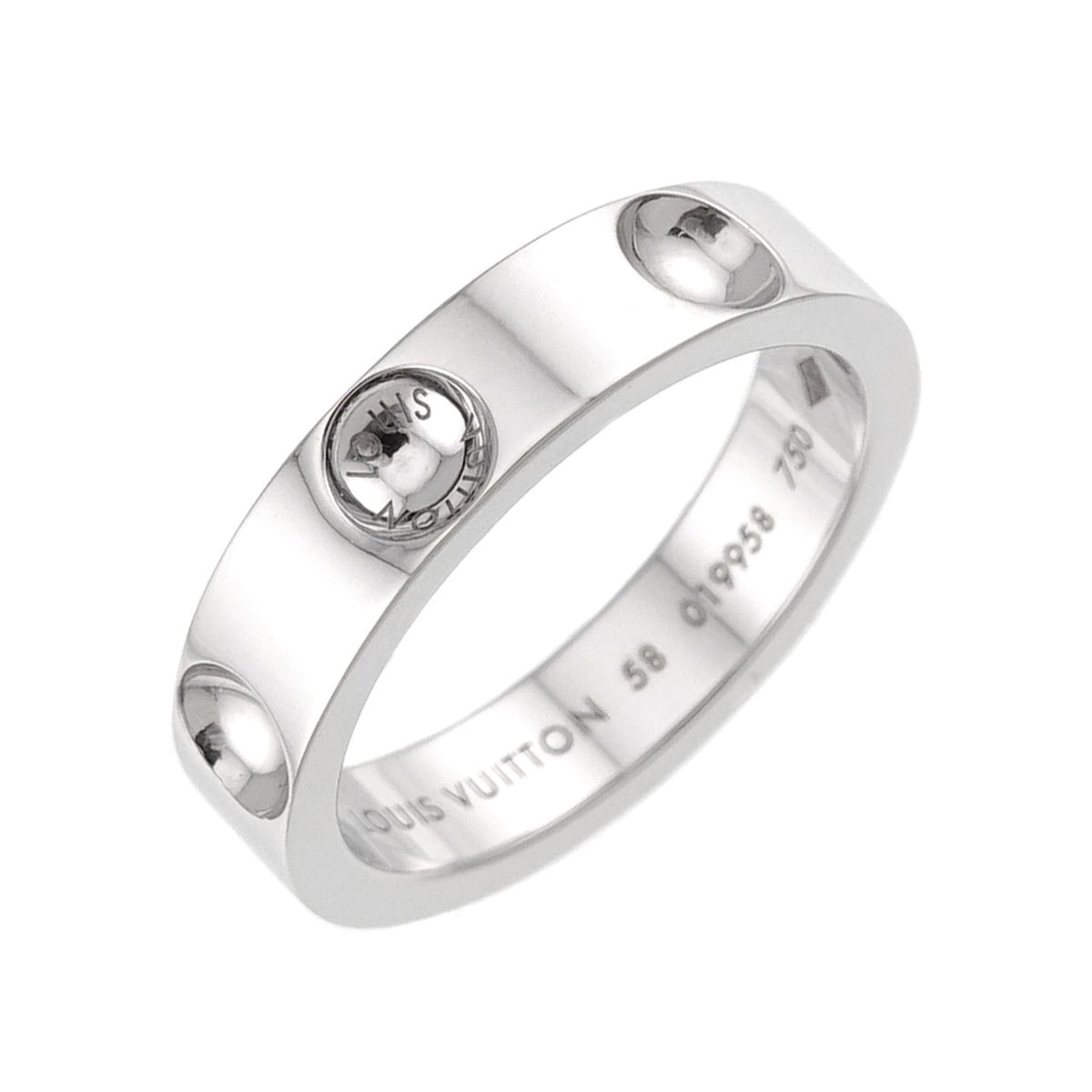Louis Vuitton Petit Bague Empreinte Ring #58, 18K WG (White Gold 750) — Like New