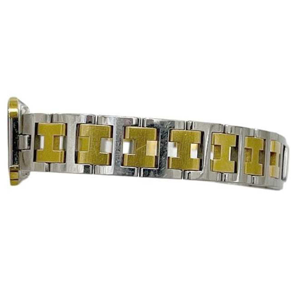 Hermes watch, Croisière, white, silver, gold, CR1.240 battery-operated, stainless steel, quartz movement — Good