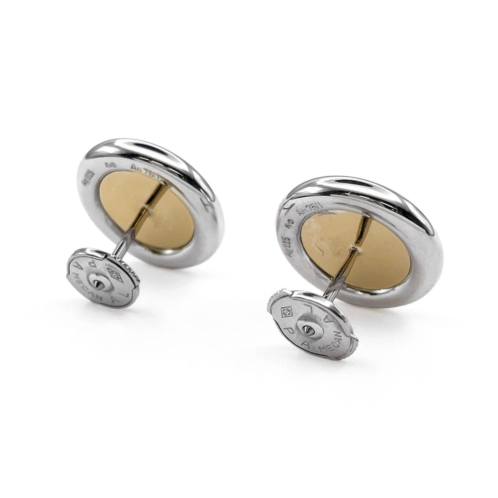 HERMES Clou de Selle Sellier Stud Earrings, Combination Sterling Silver (SV925) and 18K 750 Gold, Men's Women's — Like New