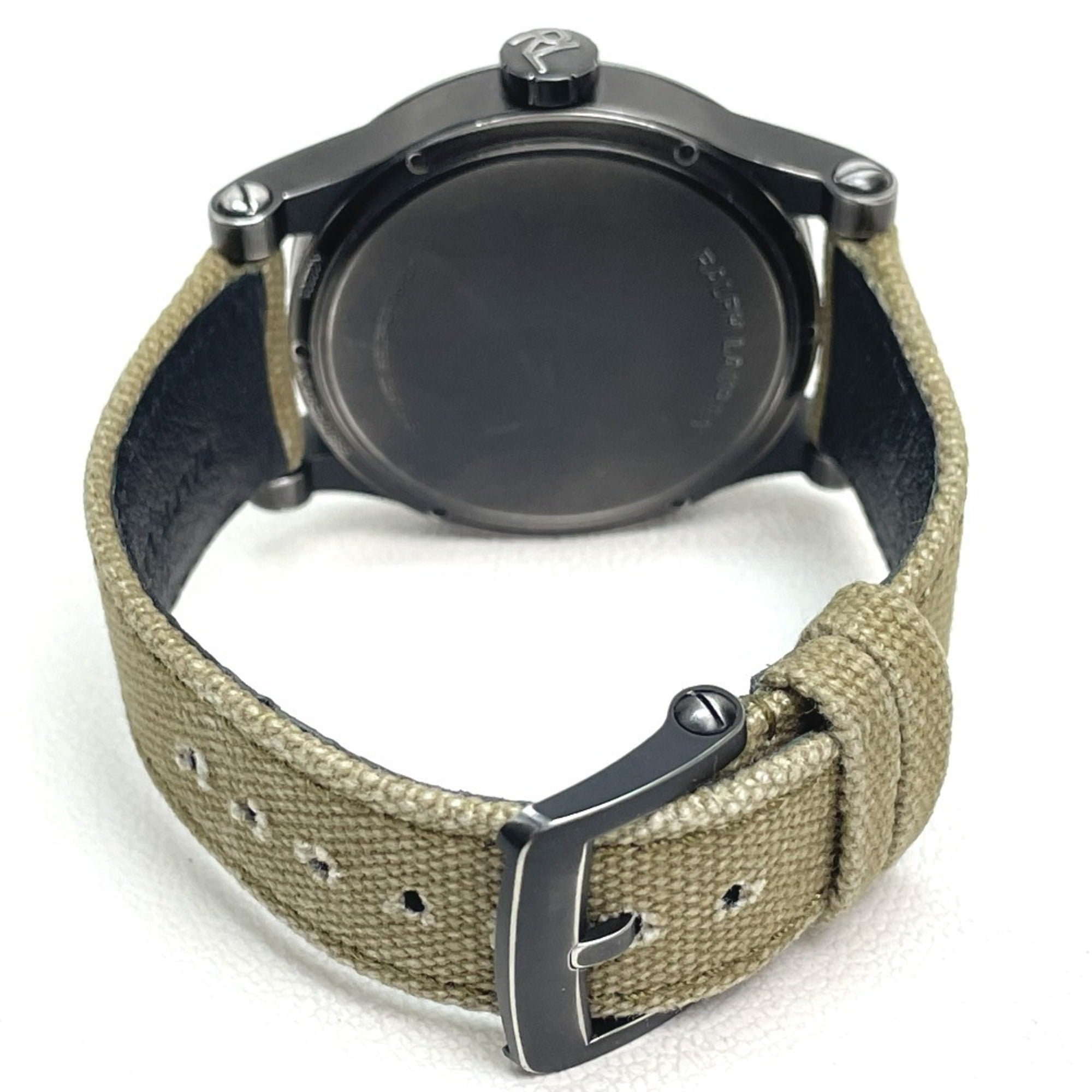 RALPH LAUREN Ralph Lauren Sporting Safari RL67 Chronometer Watch (RL0220900) with Stainless Steel Canvas Strap, Black/Khaki — Very Good