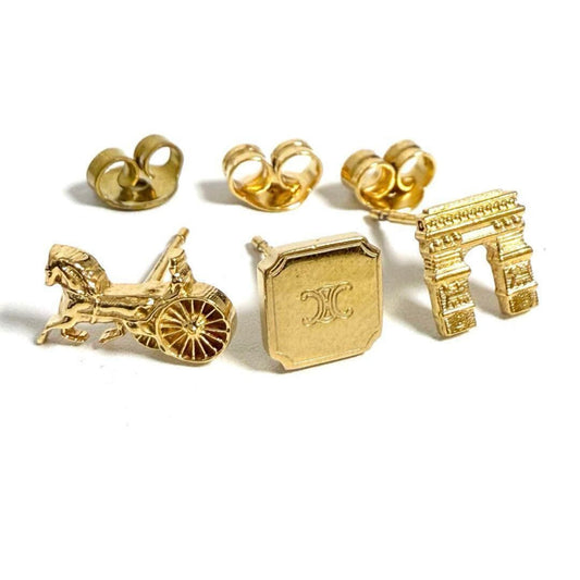 Celine Women's stud earrings 3-piece set Triomphe