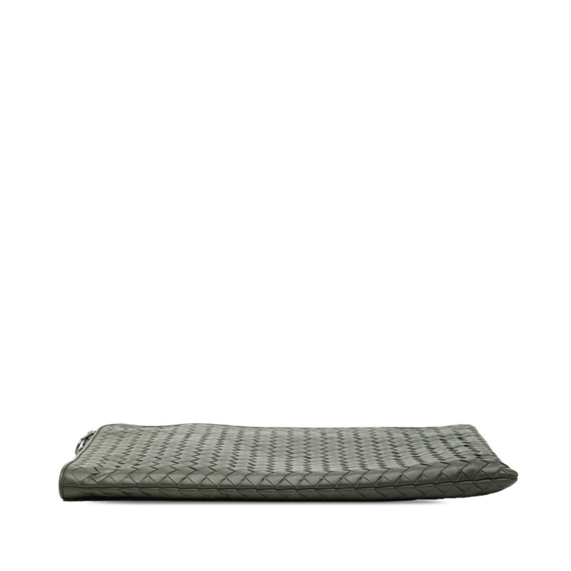 Bottega Veneta Intrecciato Clutch Bag/Second Bag Khaki Leather Men's BOTTEGAVENETA