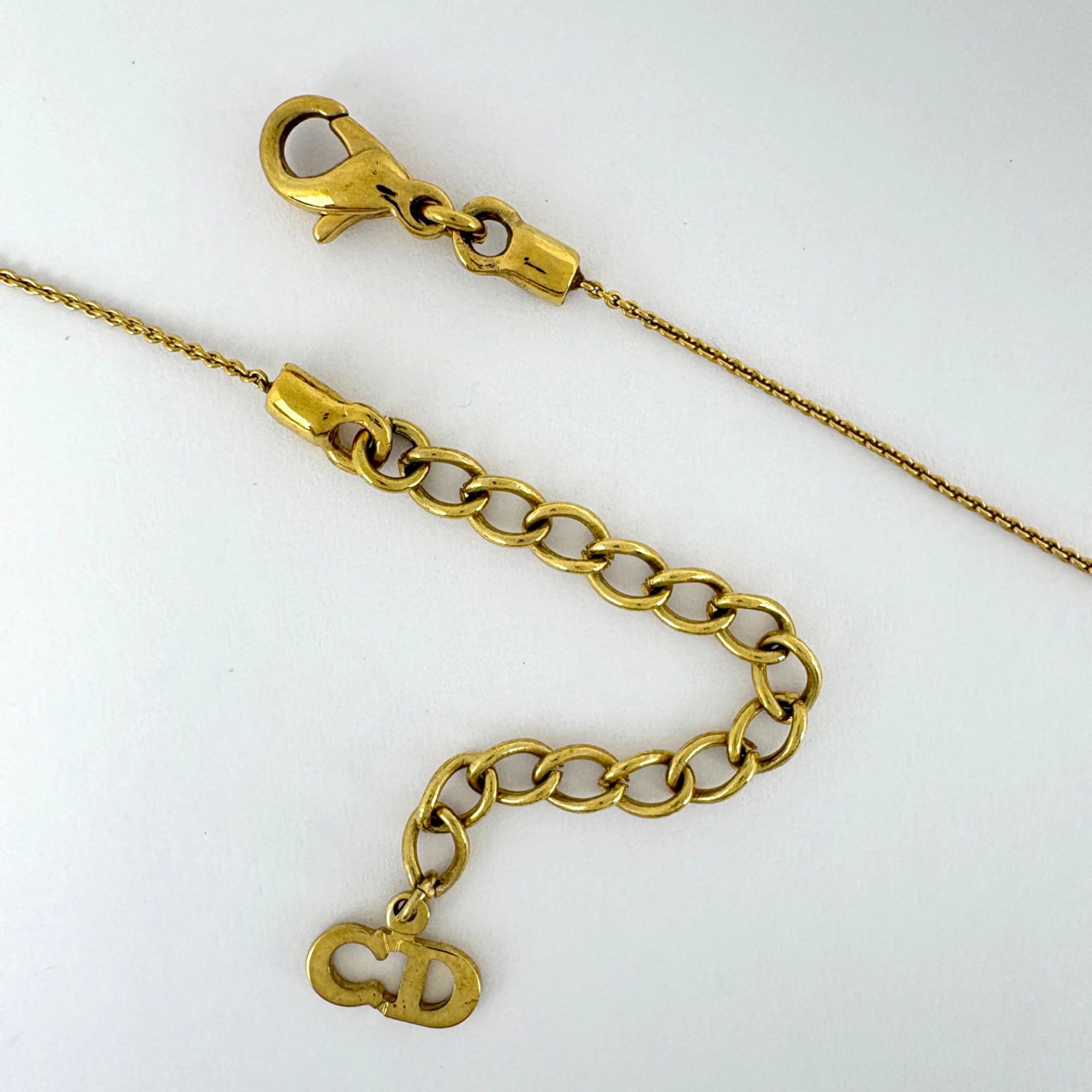 Christian Dior logo chain necklace pendant GP gold for women