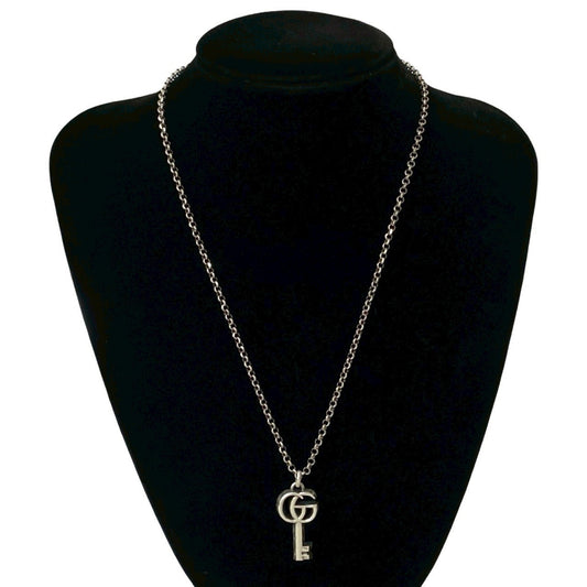 GUCCI Arabesque Double G Key Necklace in Sterling Silver, Pendant/Choker, 1056b