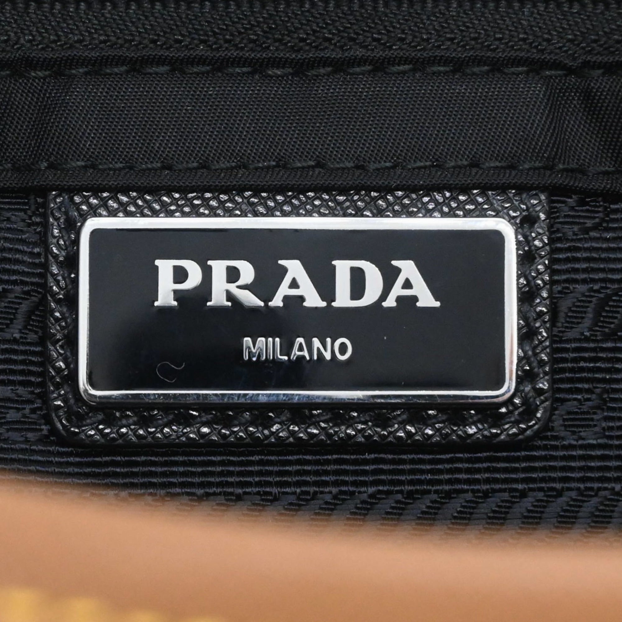 PRADA Tessuto Re-Nylon Triangle Shoulder Bag, Black, Gray, Brown, 2VD769 — New - Store Return