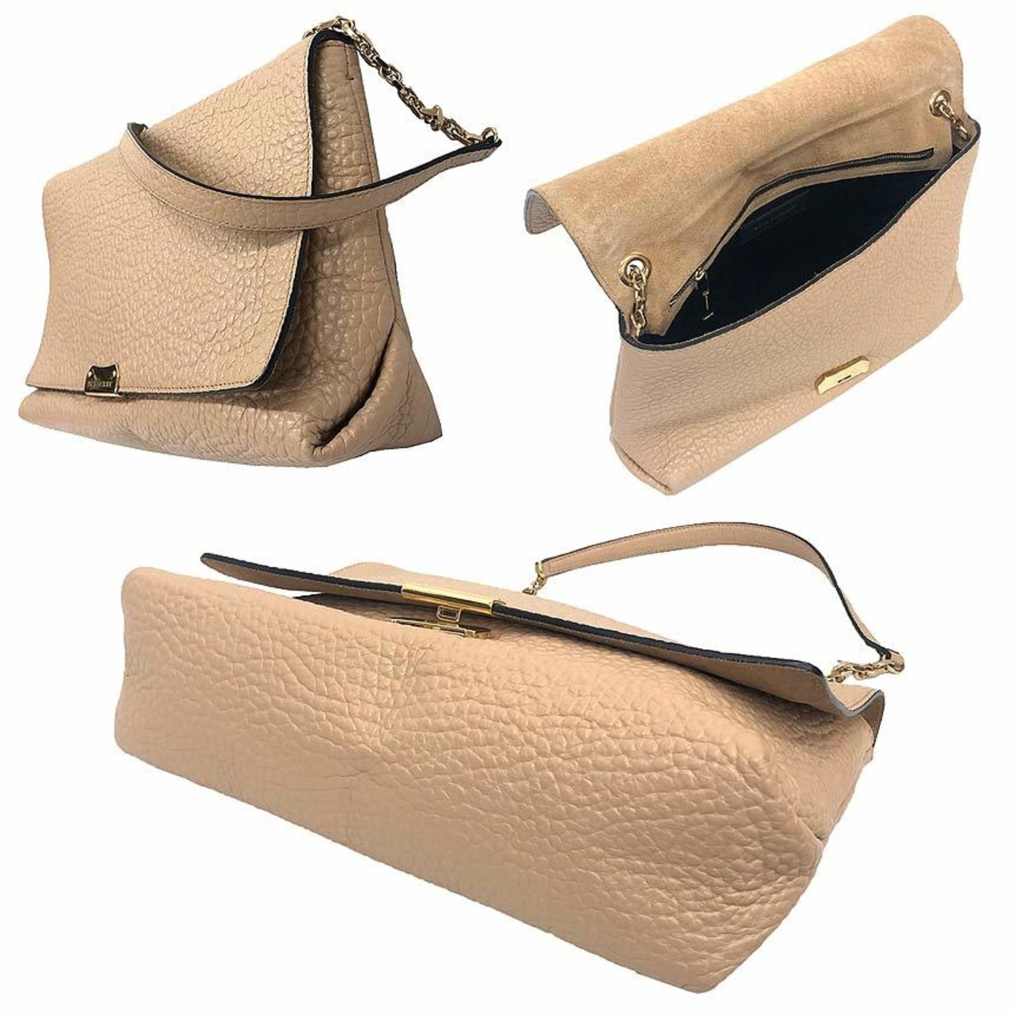 Burberry Leather Chain Shoulder Bag, Beige, Women's