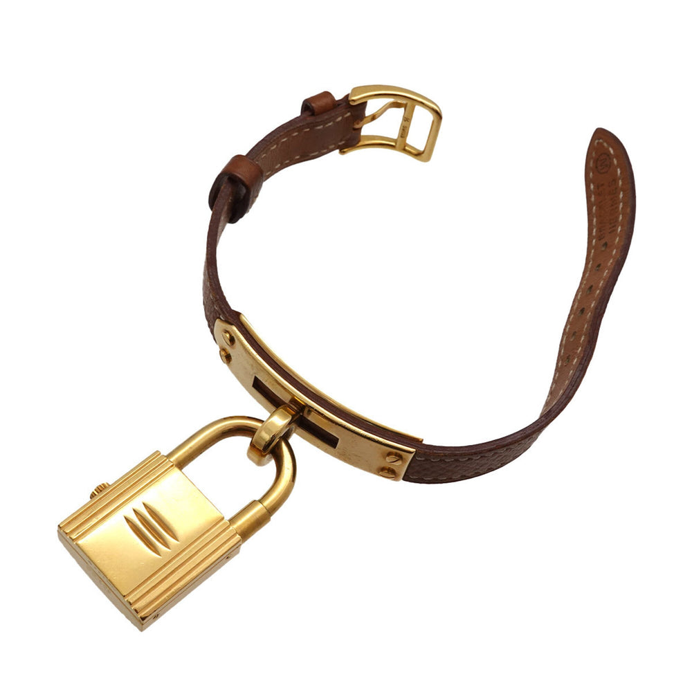Hermes Kelly Watch, Ladies' Gold and Brown Quartz Watch with Padlock — Very Good