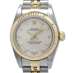 ROLEX Oyster Perpetual 11P Diamond 76193G Women's Watch SSx18K Yellow Gold 40581 — Good