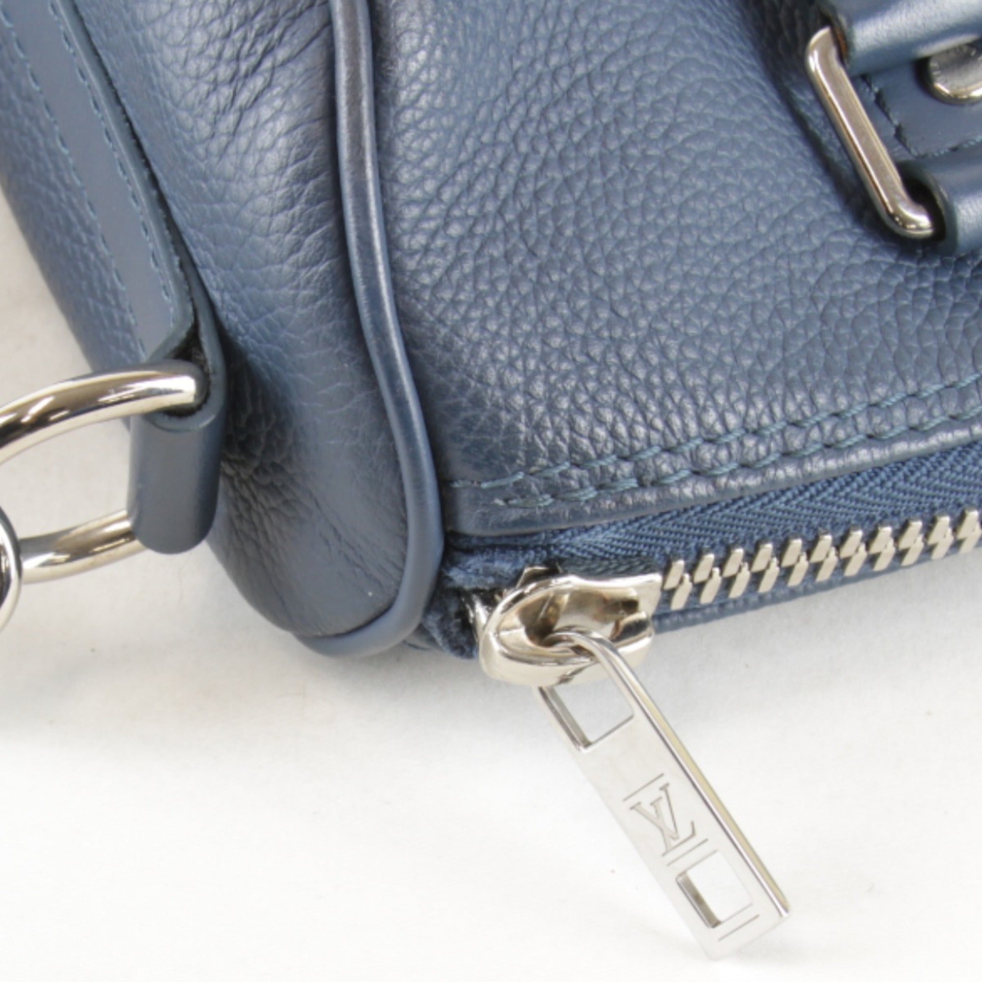 LOUIS VUITTON Aerogram Keepall XS Shoulder Bag with IC Chip, M81003, Leather Handbag, Blue, Women's