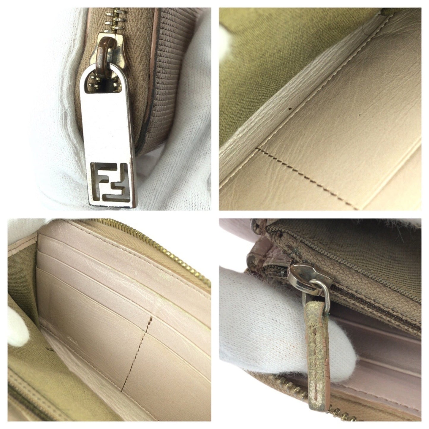 FENDI Salmon Pink Leather Wallet with Gold Hardware, Round Zipper, 8M0024, Women's