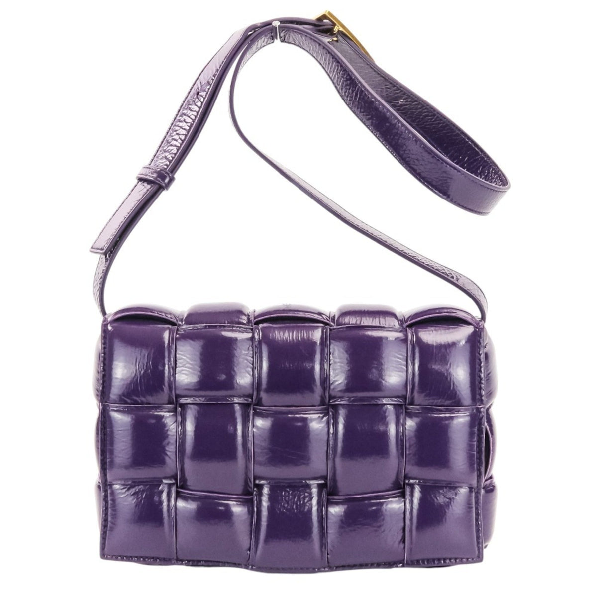 Bottega Veneta Padded Cassette Intrecciato Shoulder Bag 591970 Purple Women's — Like New