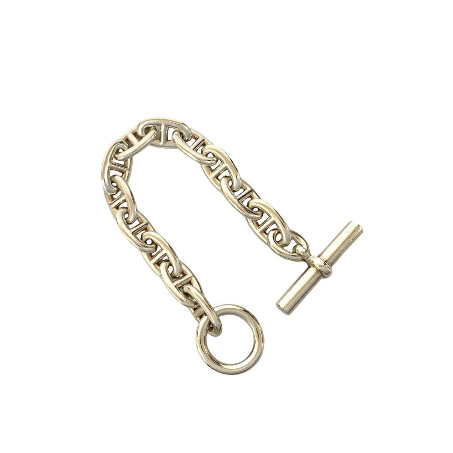 HERMES Chaine d'Ancre TGM 12-link Sterling Silver Chain Bracelet 66572