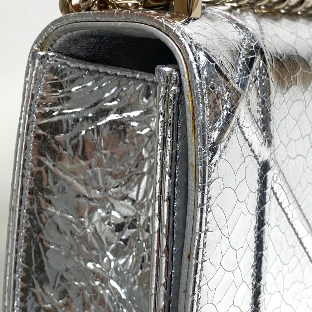 CHRISTIAN DIOR Small flap bag Bag Chain Shoulder Shoulder Bag Silver GoldHardware — Like New