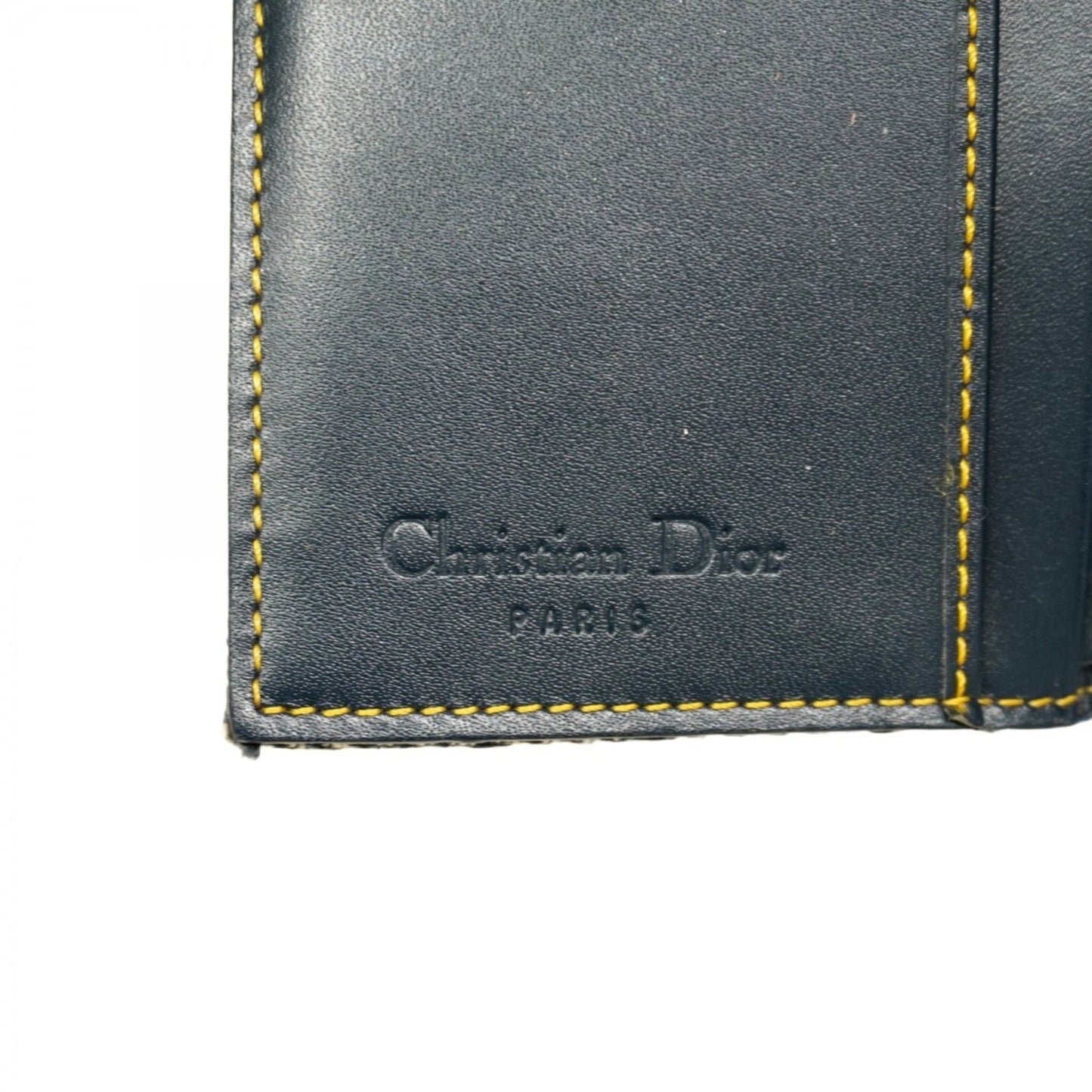Christian Dior Trotter Saddle Canvas Tri-fold Wallet, Navy, Women's