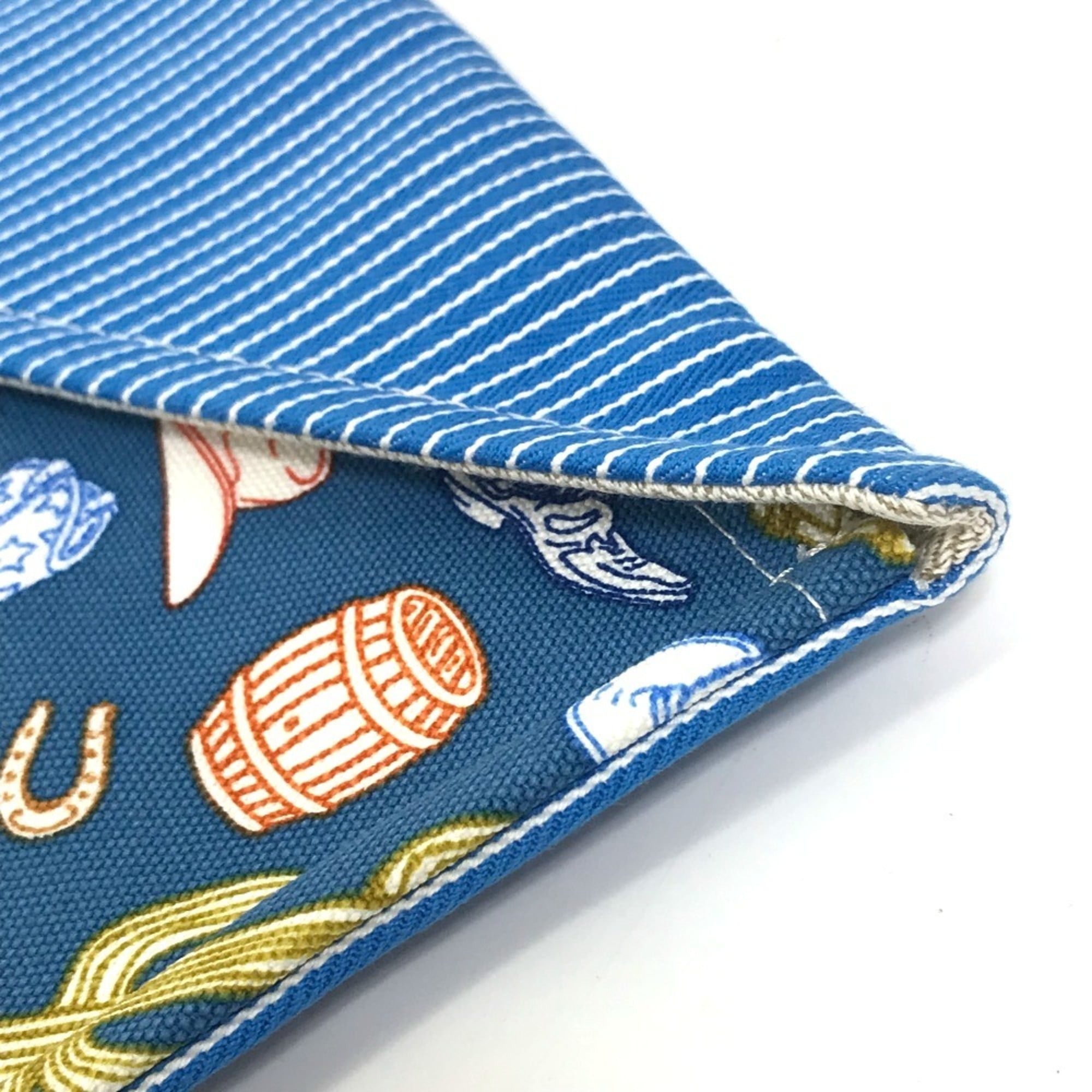 HERMES Hermes Flat Western Company GM Case Pouch Cotton Women's Blue E-230927-3 — New - Store Return