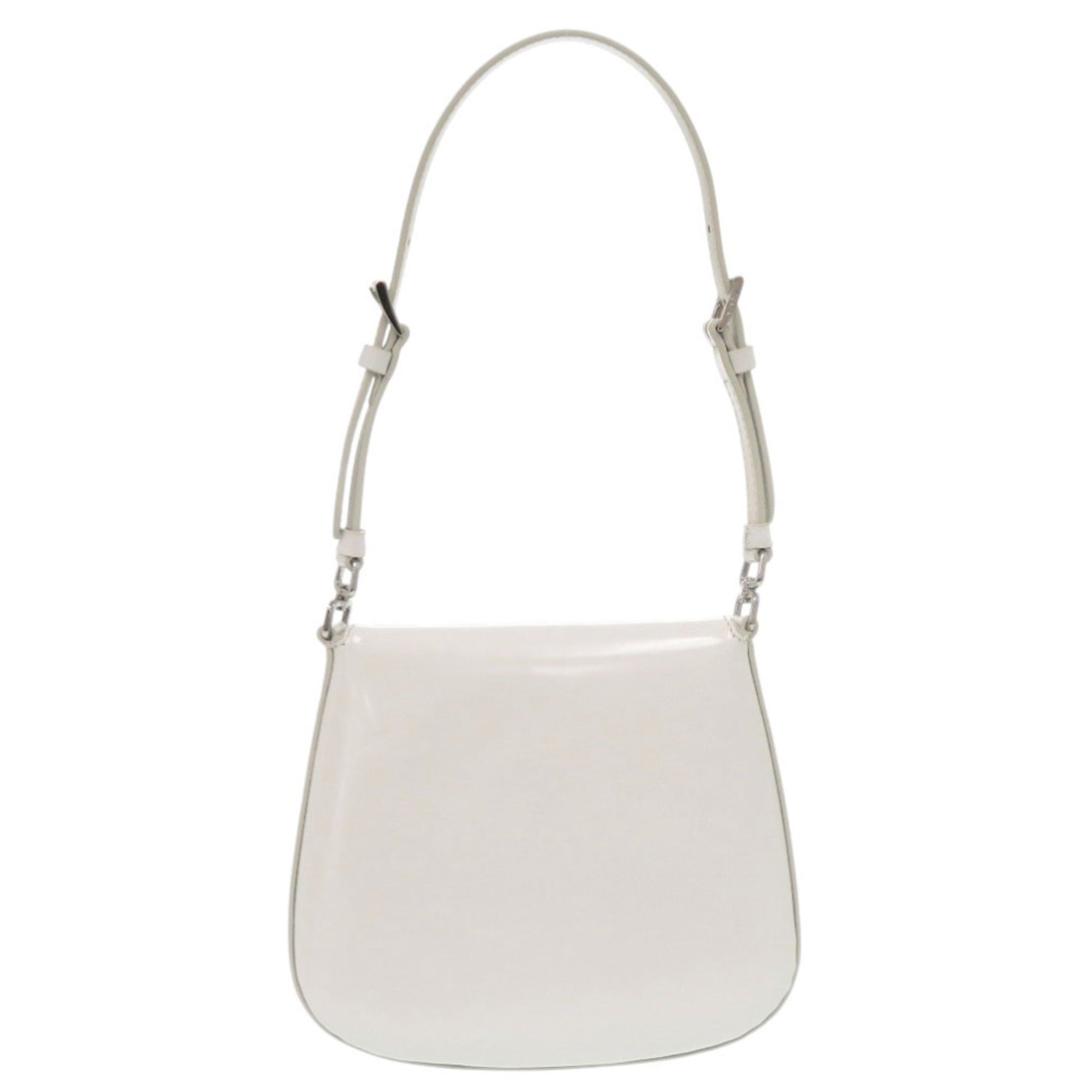 Unused Prada SPAZZOLATO 1BH188 Triangle Logo Leather White 2-Way Shoulder Bag 0372PRADA — New - Store Return