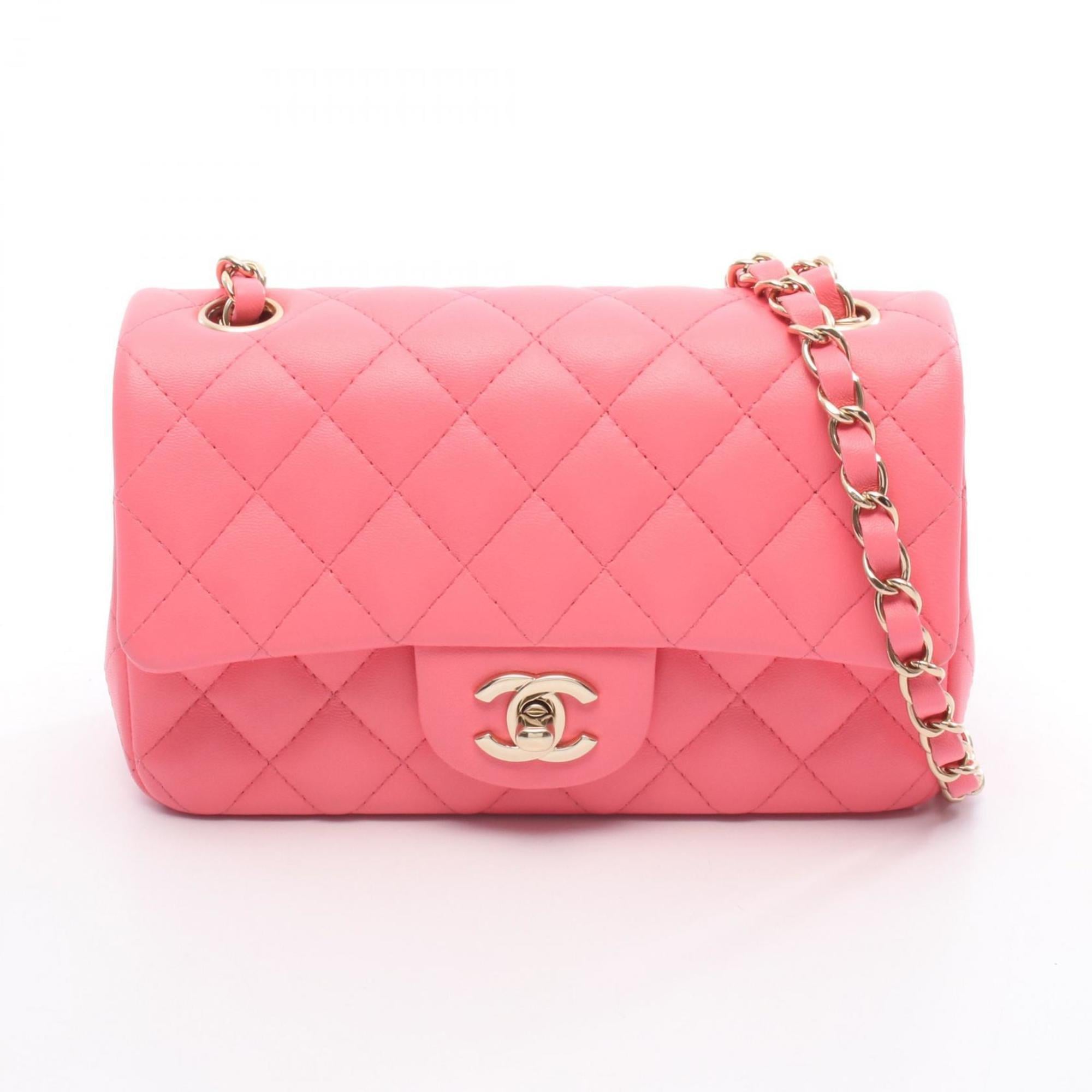 CHANEL Mini Matelasse 20 Shoulder Bag, Leather, Women's, Pink, A69900
