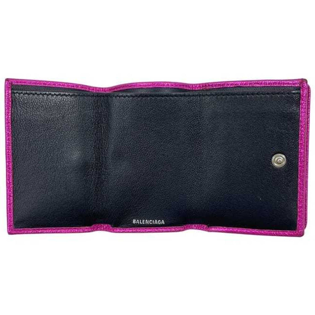 Balenciaga Tri-fold Wallet ec-24584 Pink Everyday 551921 5660 X 527538 Leather BALENCIAGA Compact Mini Folding Men's Women's Metallic