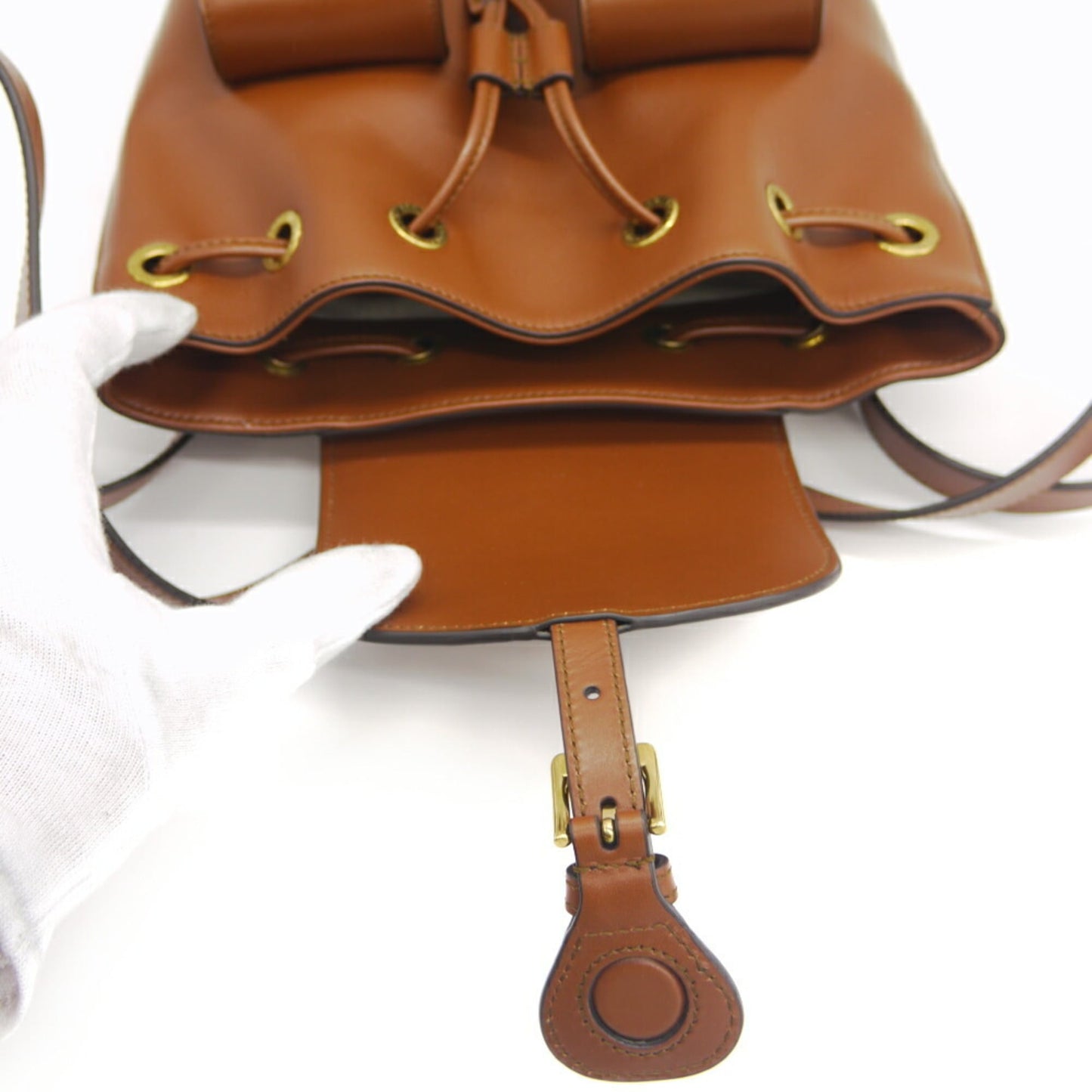 GUCCI Bamboo Backpack Brown Leather Rucksack 7102101 213317