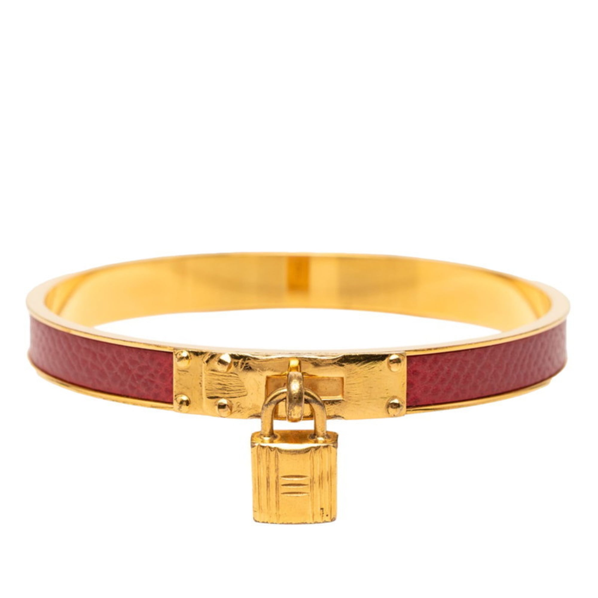 Hermes Kelly Bangle Cadena Motif Gold Red Plated Women's HERMES