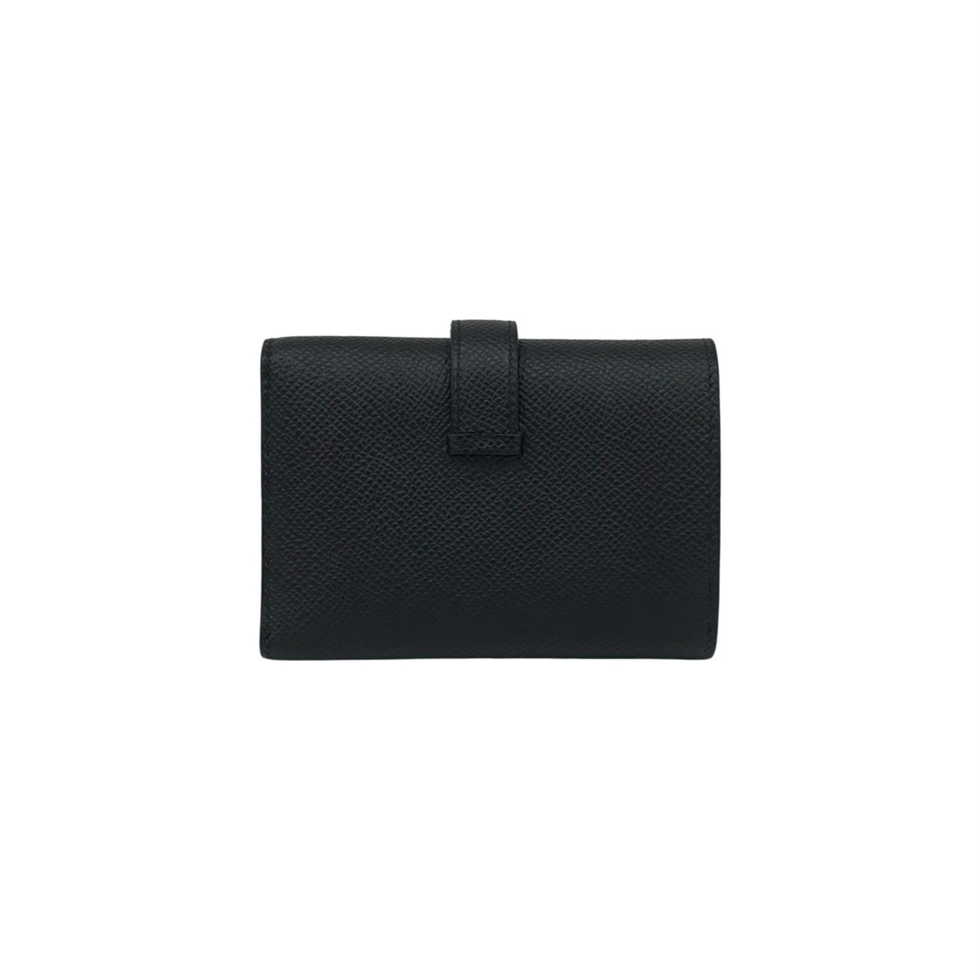 W-stamped HERMES Bearn Combination Epsom Leather Tri-fold Wallet, Black, 97610