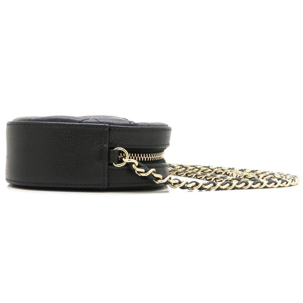 CHANEL Matelassé Chain Shoulder Bag AP3998, Caviar Leather, Black, Women's, 353279 — Like New