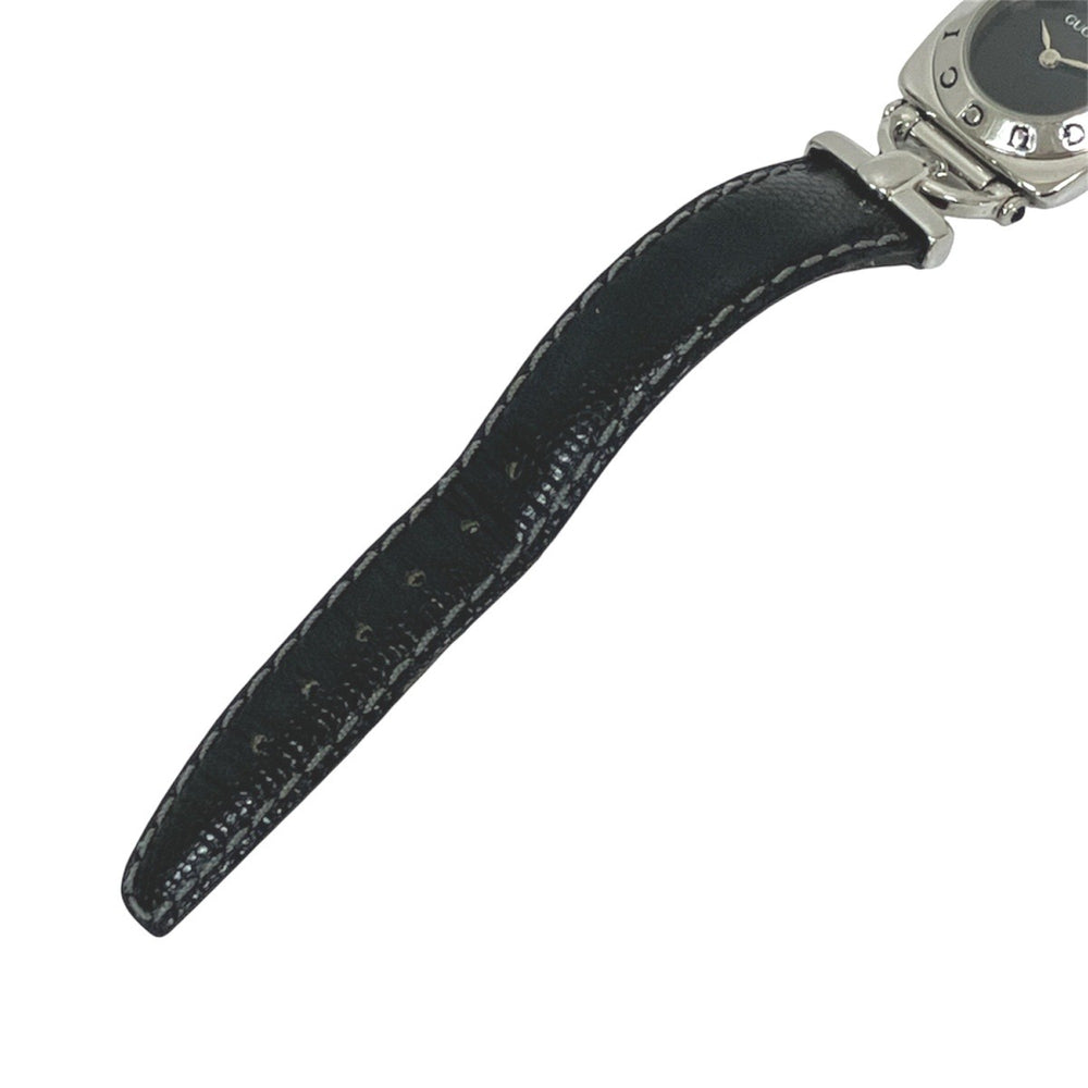 Gucci GUCCI watch, total weight 22g, stainless steel, genuine leather strap, quartz movement, black dial, 6300L — Good