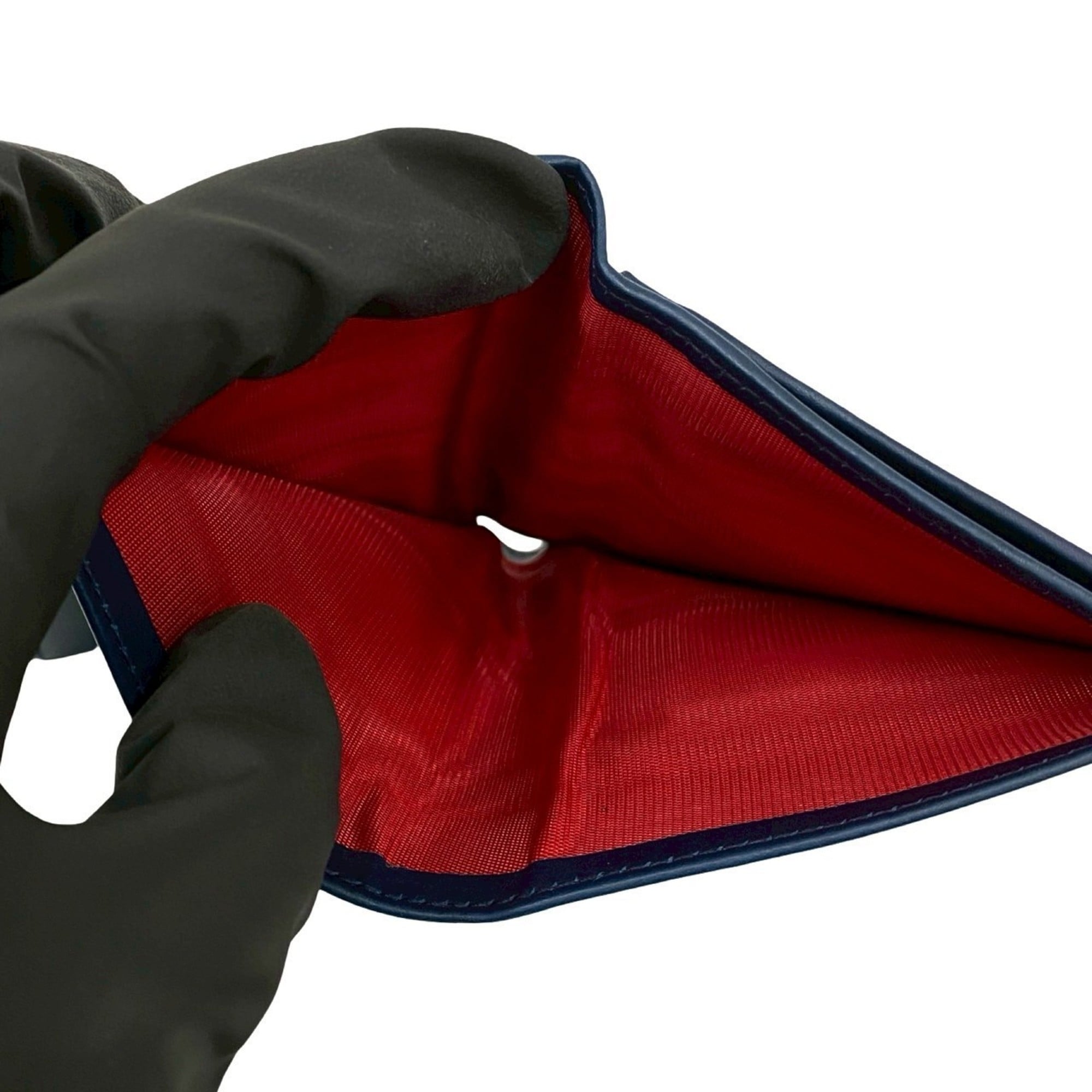 CELINE Circle Logo Leather Clasp Bi-fold Wallet Navy 49014