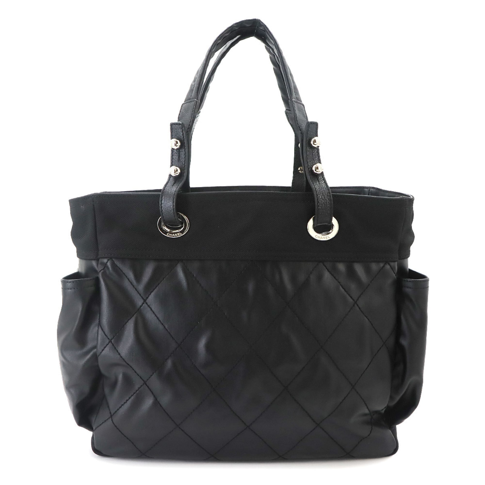 Chanel Paris Biarritz GM Tote Handbag, Nylon Leather, Black, A34210 — Like New