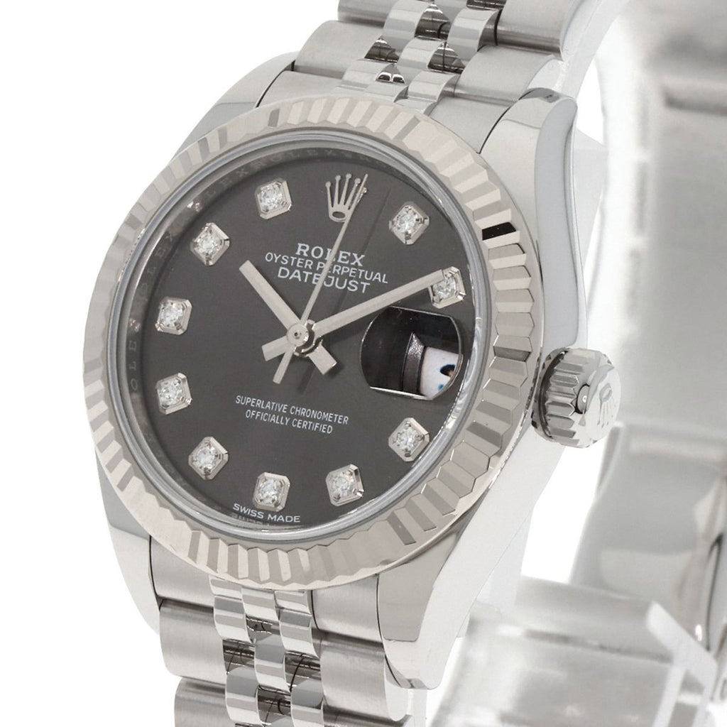 Rolex 279174G Datejust with 10 Diamonds, Dark Gray, Stainless Steel/SS/18K White Gold, Women's Watch