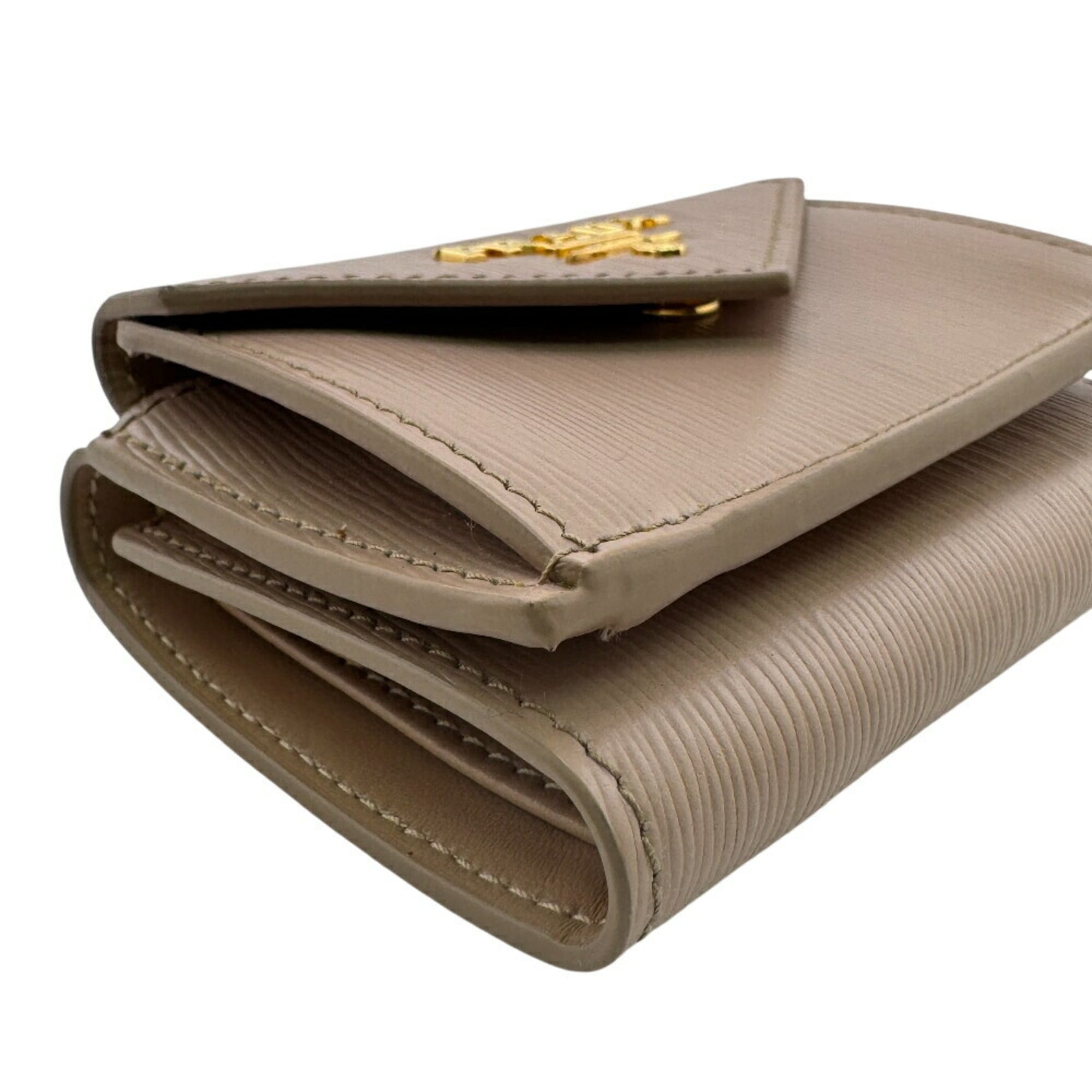 PRADA 1MH021 Compact Wallet, Vitello Move Tri-fold Pink, Women's