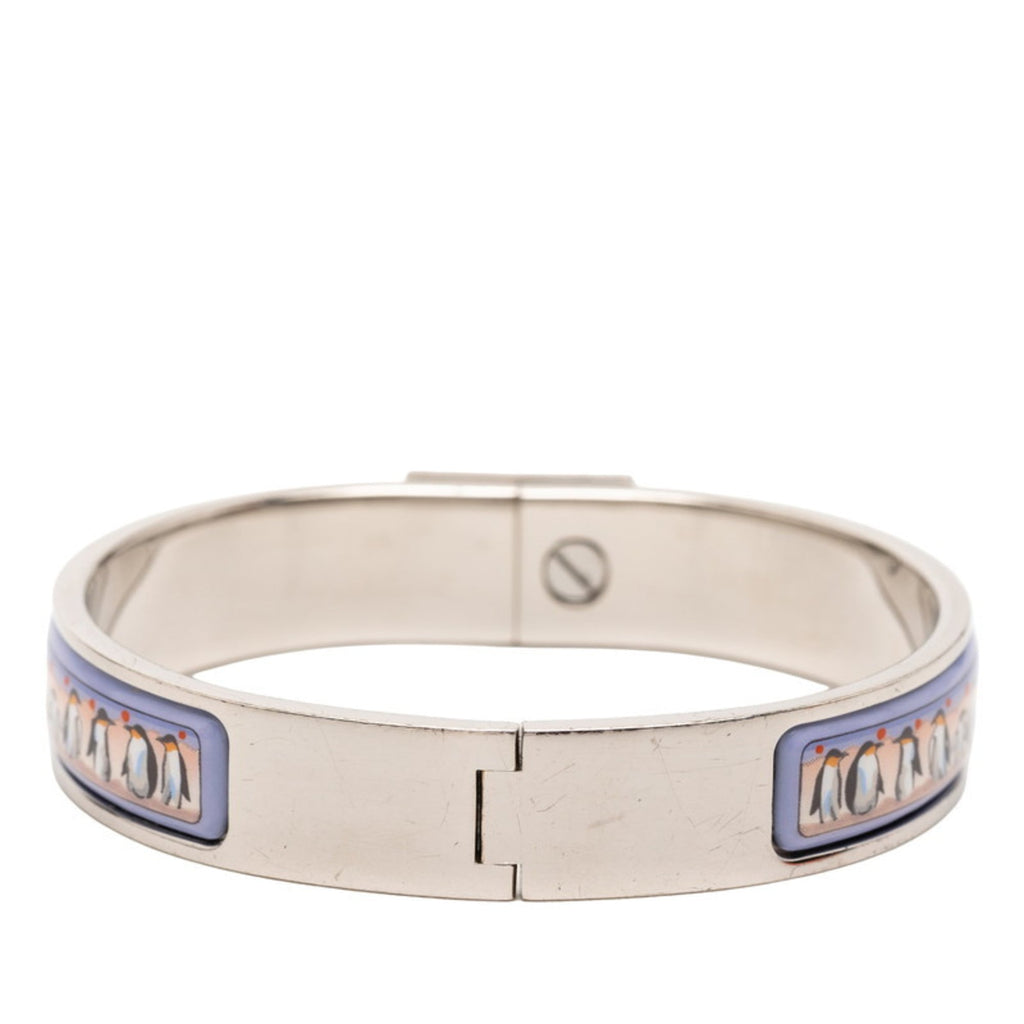 Hermes Hermès Click-Clack PM Penguin Bangle in Silver and Multicolored Metal for Women