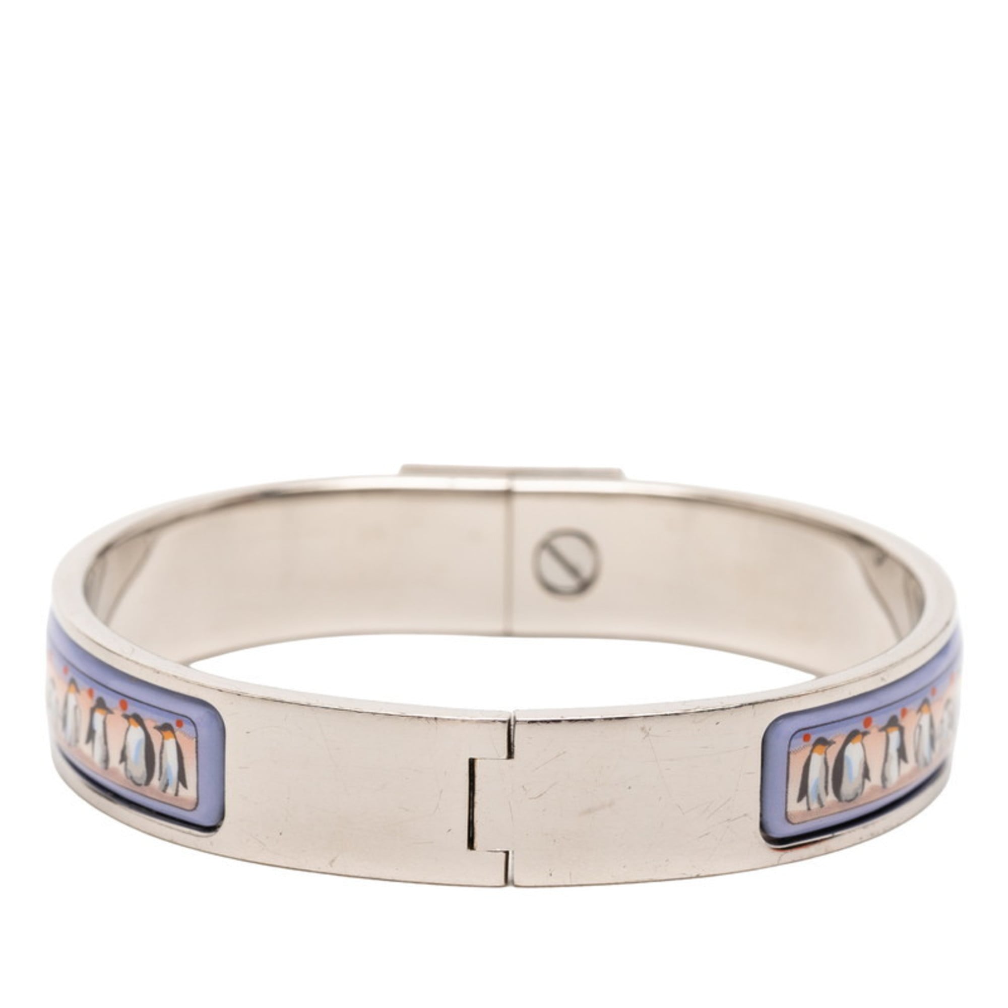 Hermes Hermès Click-Clack PM Penguin Bangle in Silver and Multicolored Metal for Women