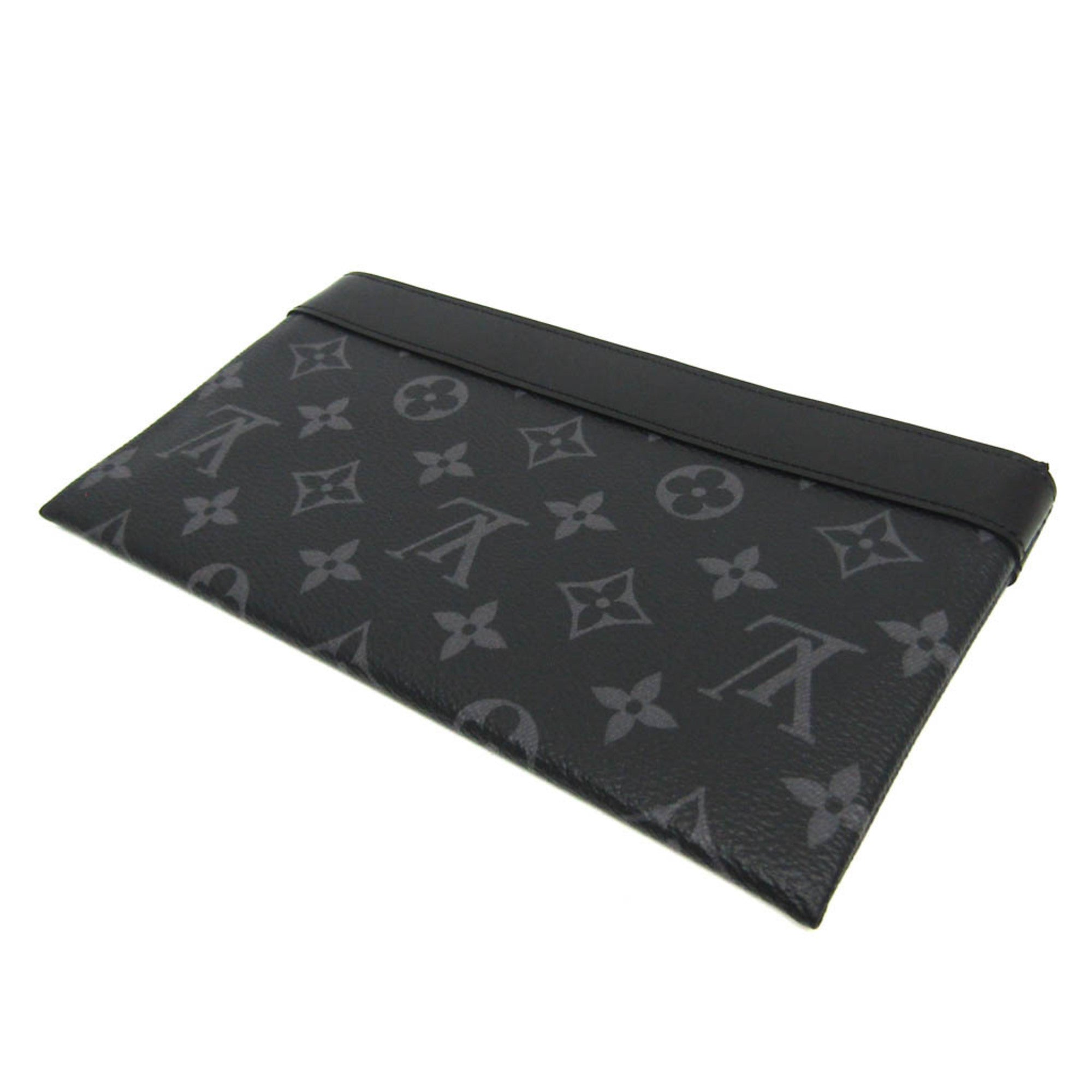 Louis Vuitton Monogram Eclipse Pochette Discovery PM M44323 Men's Clutch Bag,Pouch Black — Like New