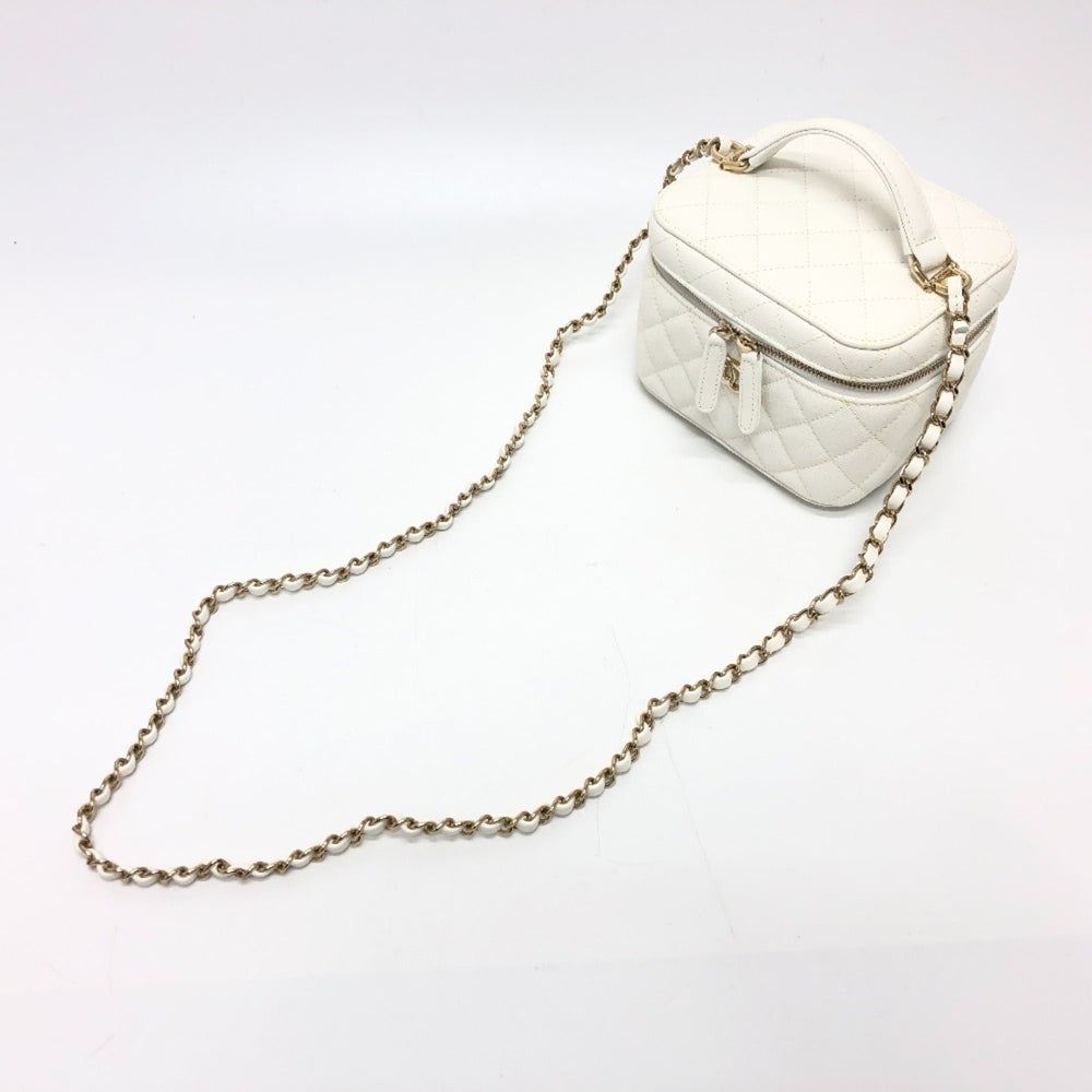 CHANEL AS3171 Coco Mark CC Vanity Bag Chain Handbag Shoulder Caviar Skin Women's White — New - Store Return
