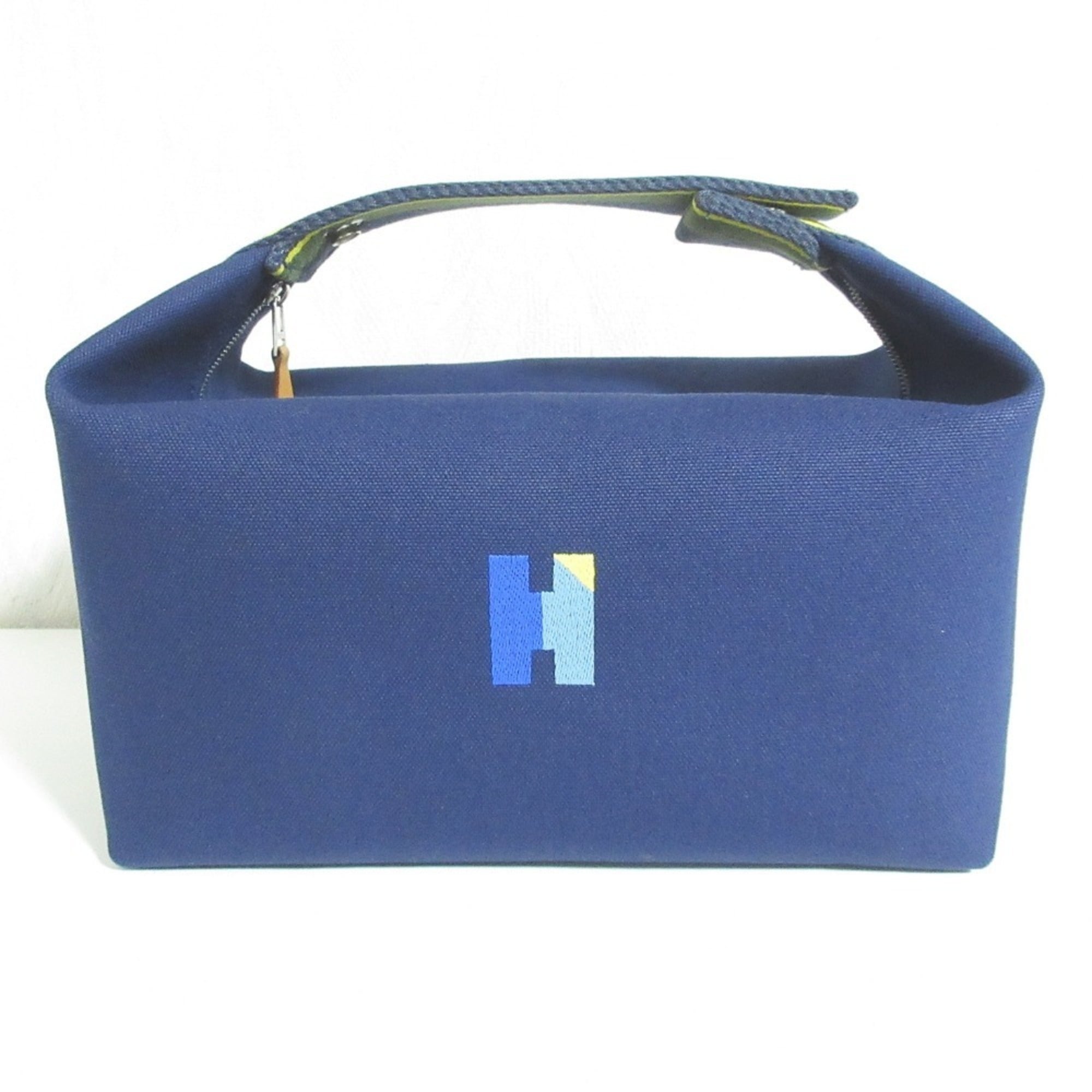 HERMES Brides a Black GM H Pavillon Handbag Pouch Marine Women's — Like New