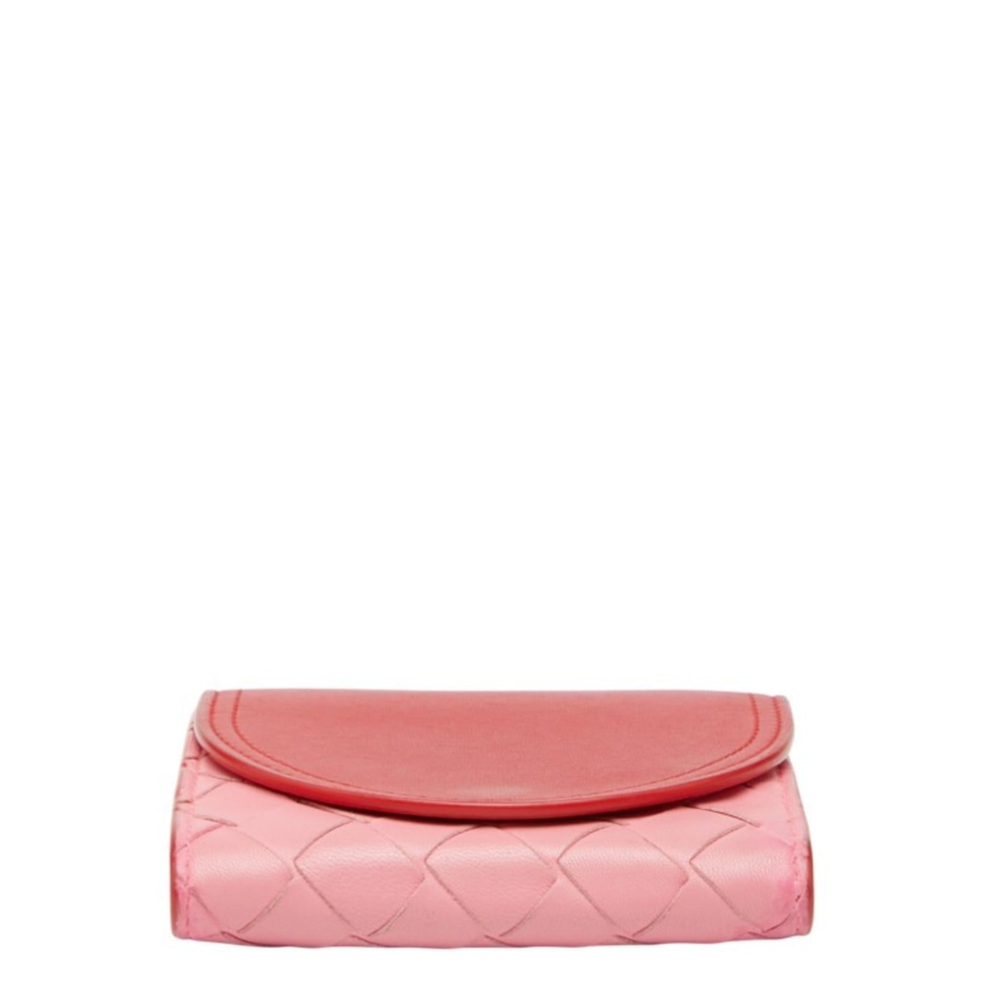 Bottega Veneta Intrecciato Bi-fold Wallet 577841 Red Pink Leather Women's BOTTEGAVENETA