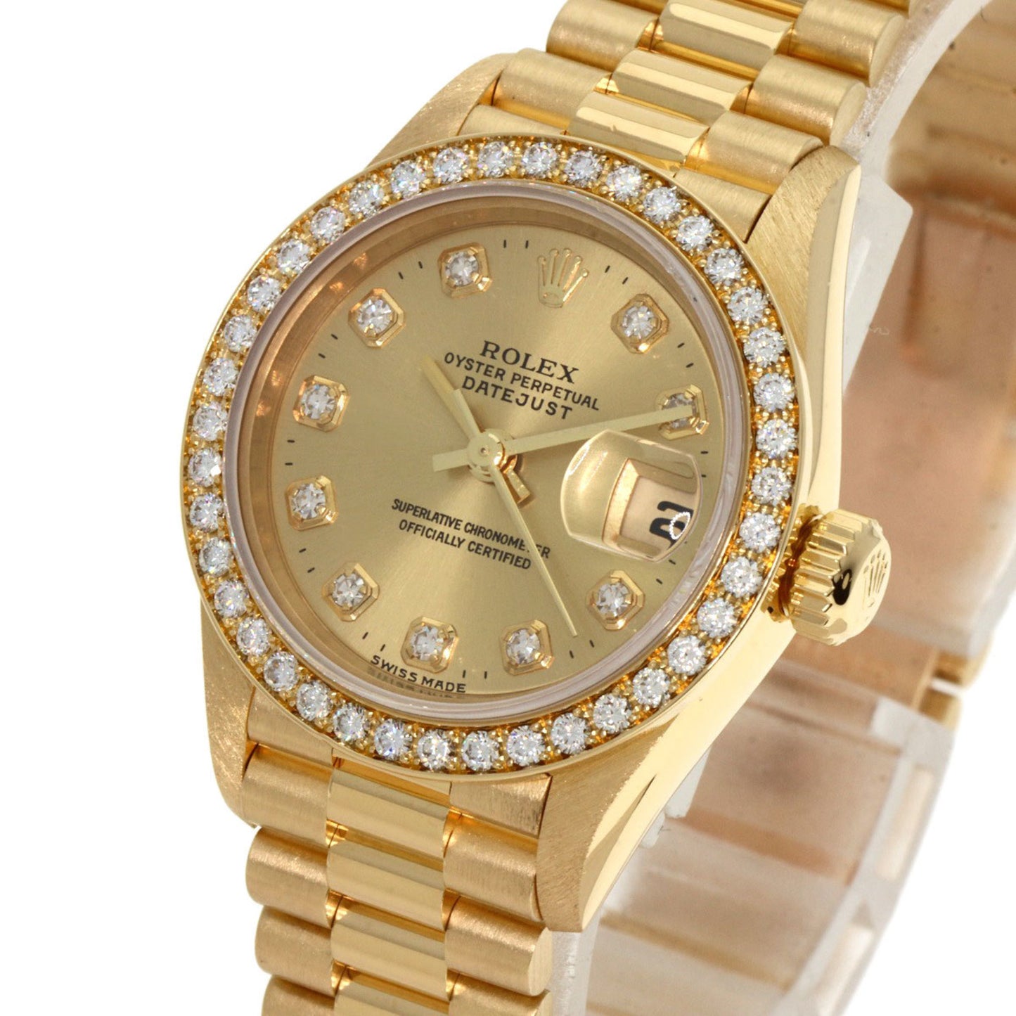Rolex 69138G Datejust 10P Diamond Watch K18 Yellow Gold K18YG Ladies ROLEX
