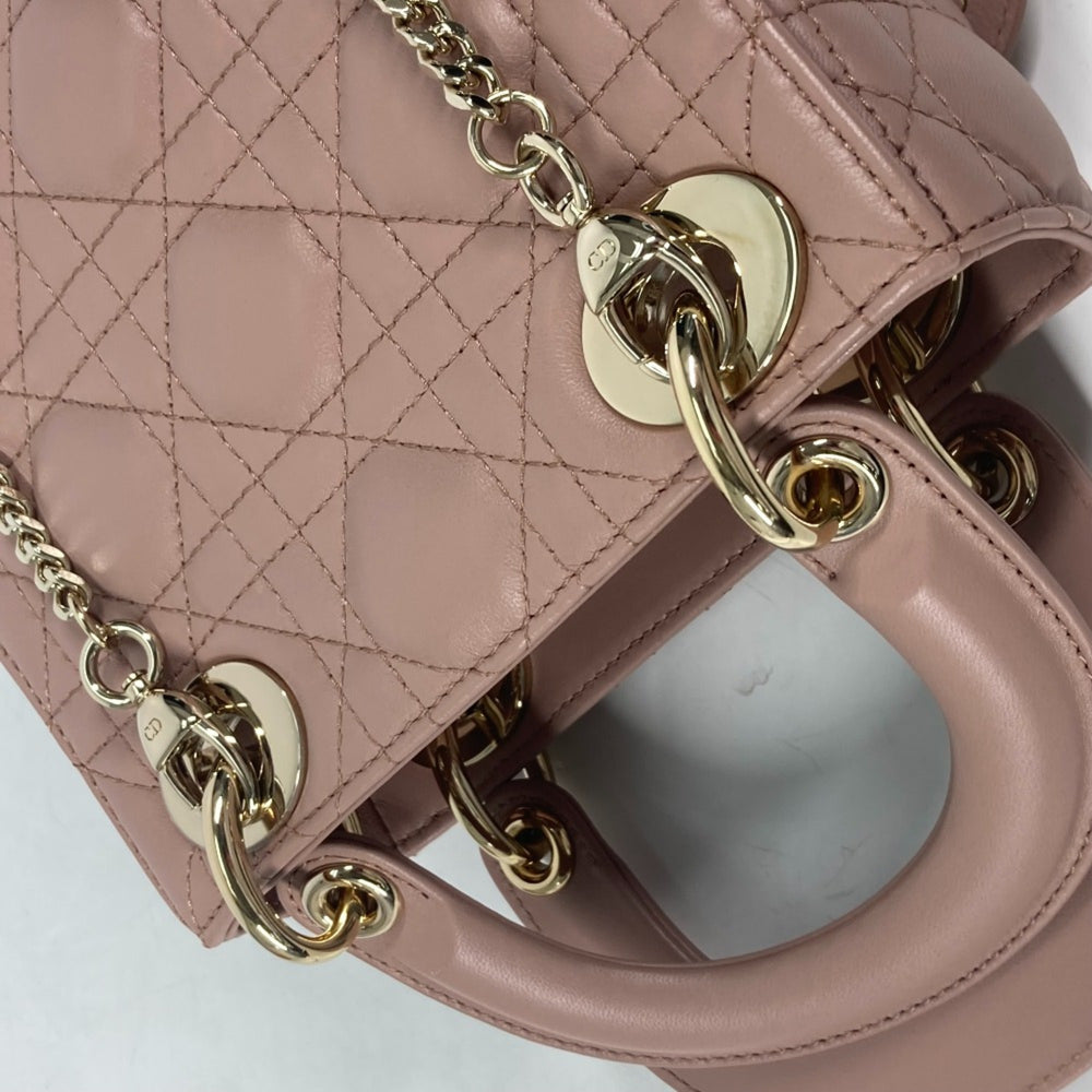 CHRISTIAN DIOR M0505ONGE_M50P Lady CHRISTIAN DIOR Cannage Chain Shoulder Bag Crossbody Bag Hand Bag Pink BeigeBased — Like New