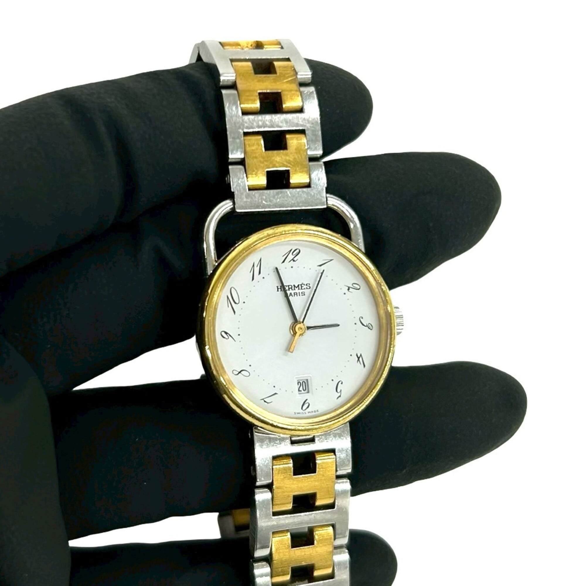 HERMES Vintage Profile GP Stainless Steel Quartz Watch Gold 32947 — Good
