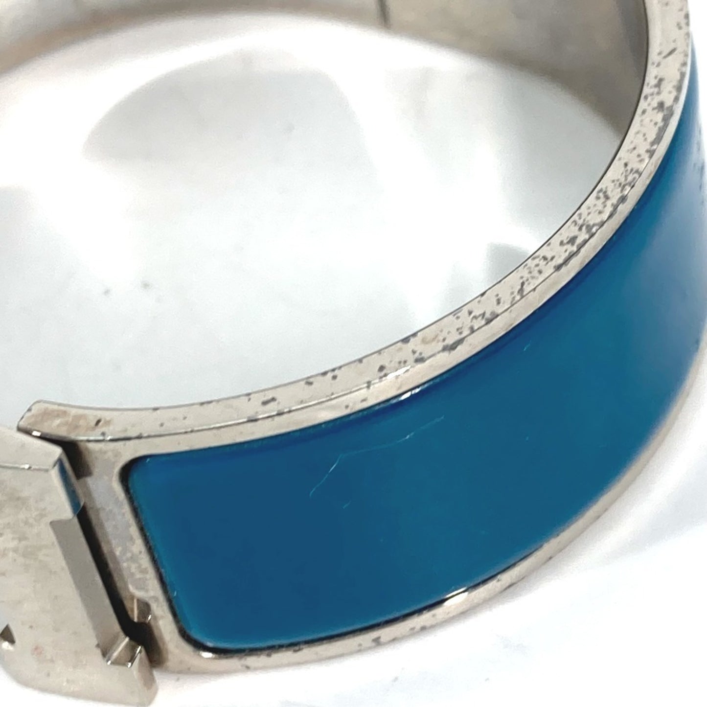HERMES Click Clack GM Bracelet, Metal Bangle, Women's, Blue