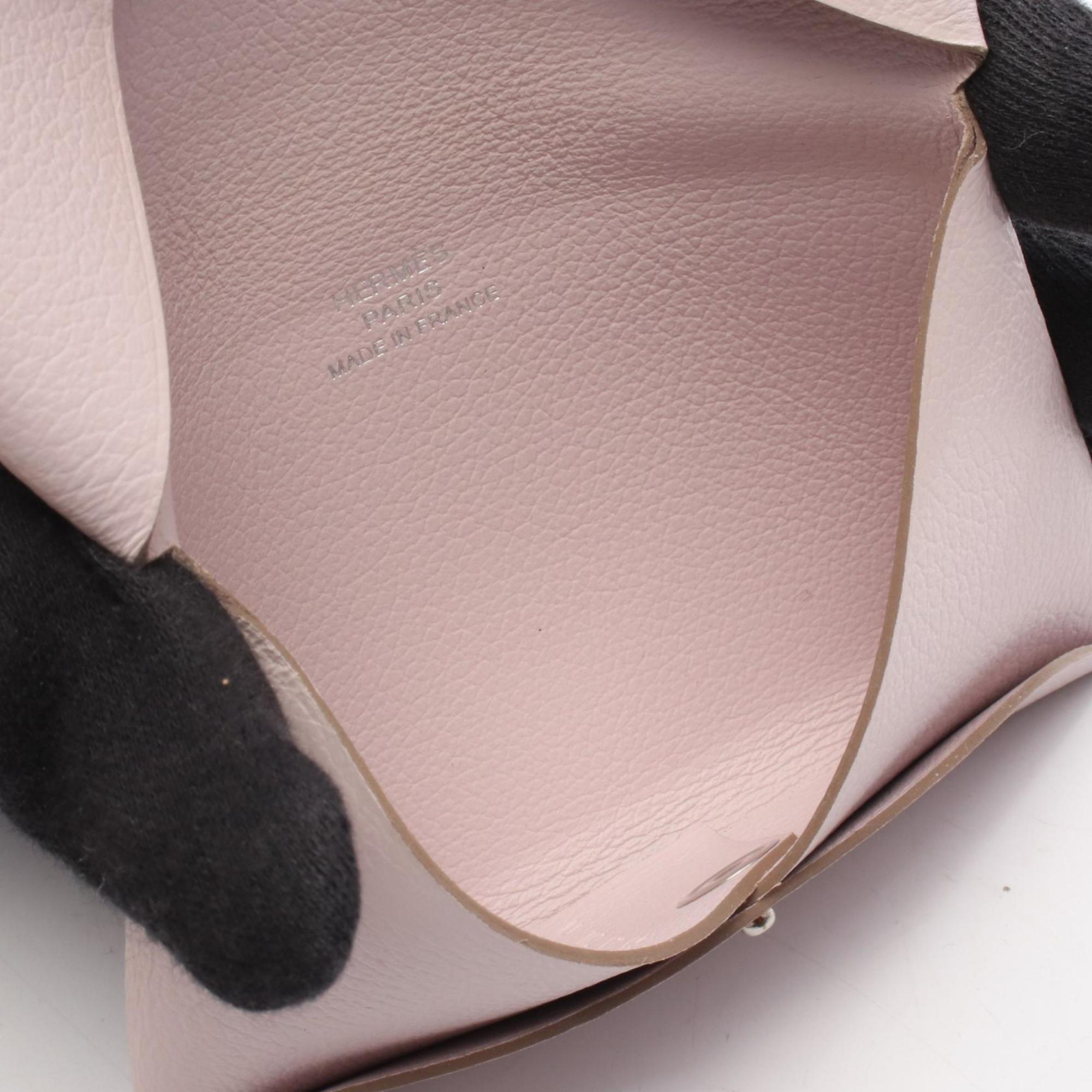 Hermes Hermès Calvi wallet, coin purse, leather, Evercolor, women's, pink