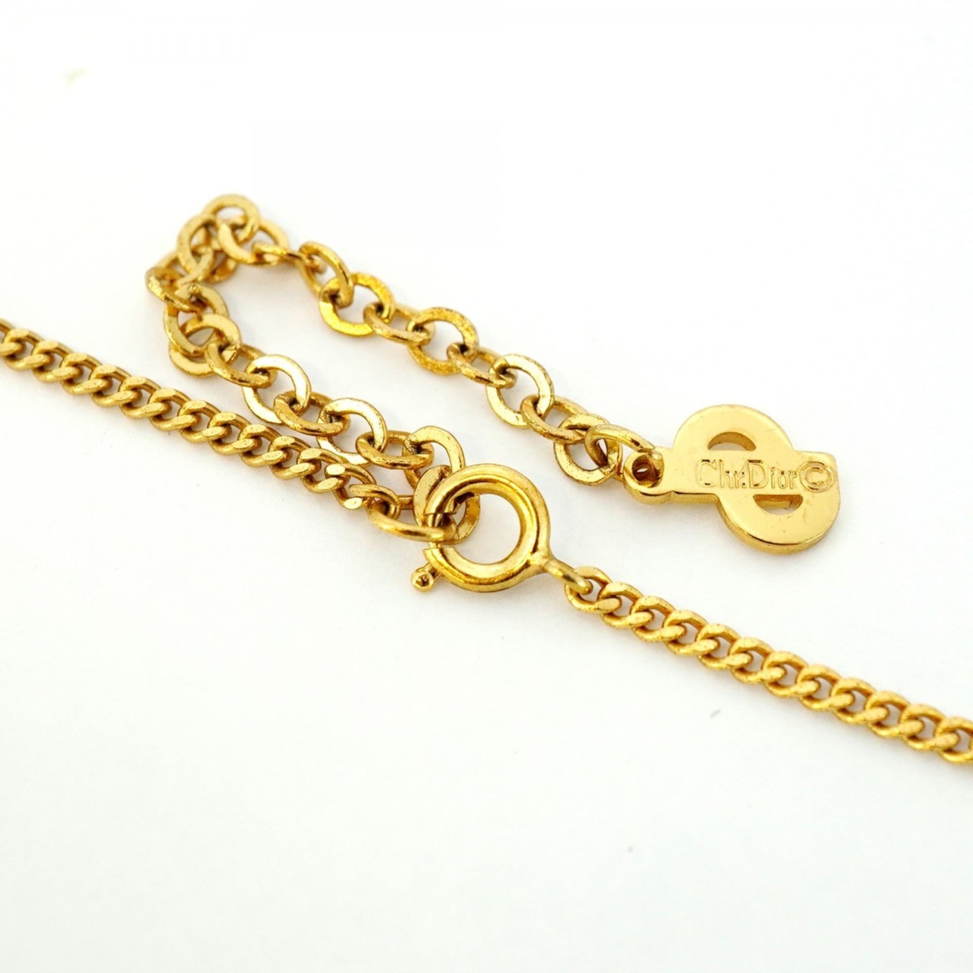 Christian Dior Necklace Circle GP Plated Gold for Women