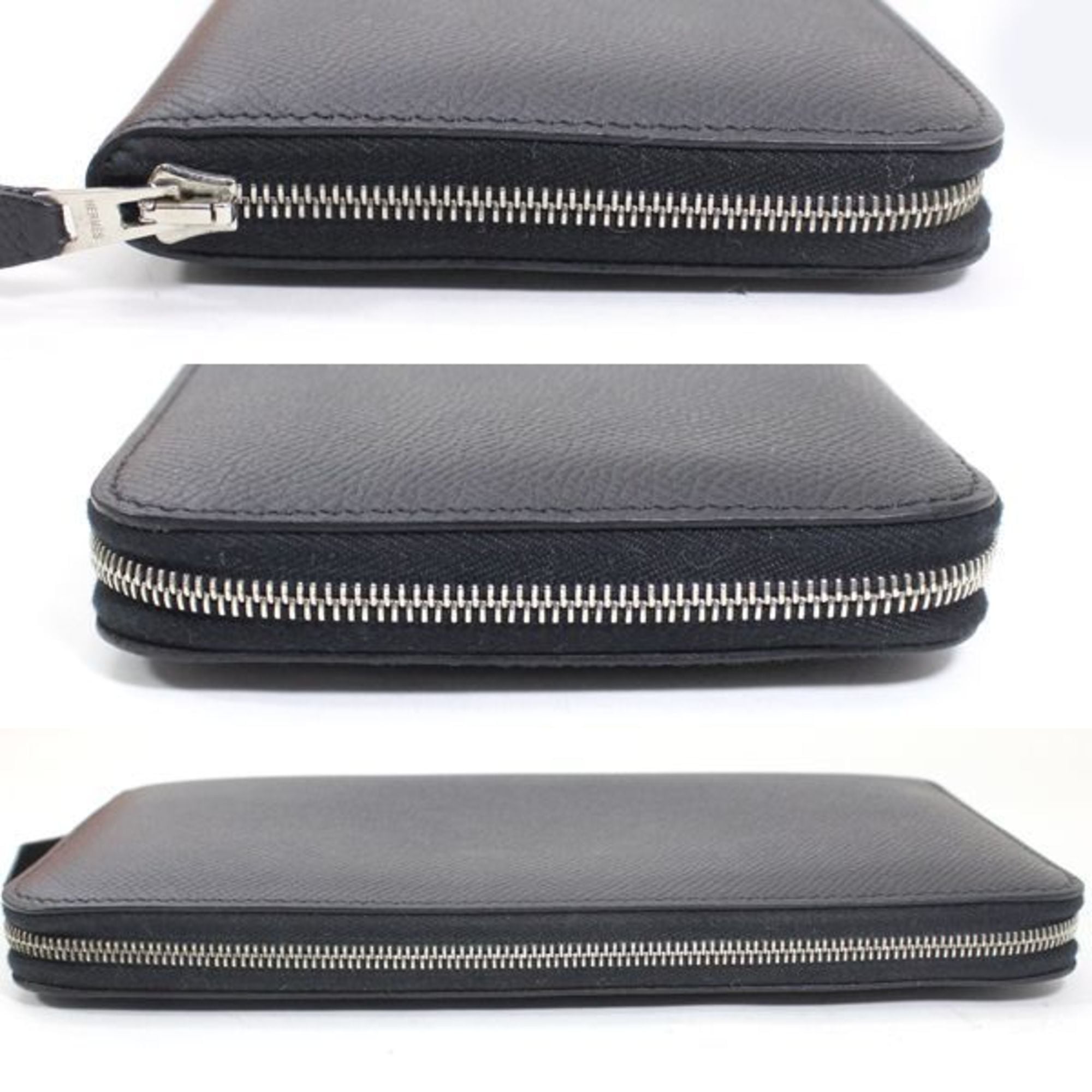 Hermès Azap Long Classic Black Zip-Around Wallet, Epson, Men's and Women's, HERMES KM3188