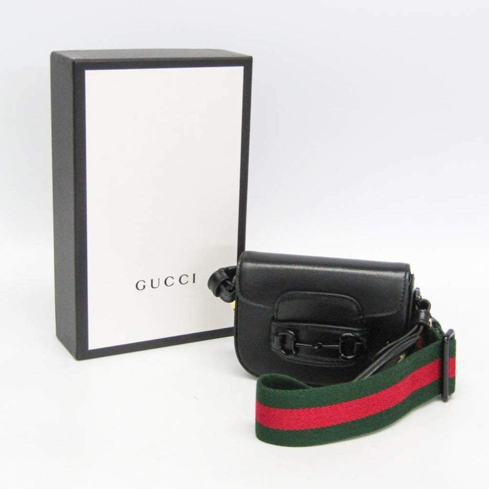 Gucci Horsebit 1955 Mini Bag 726863 Women's Leather Pouch,Shoulder Bag Black — Like New