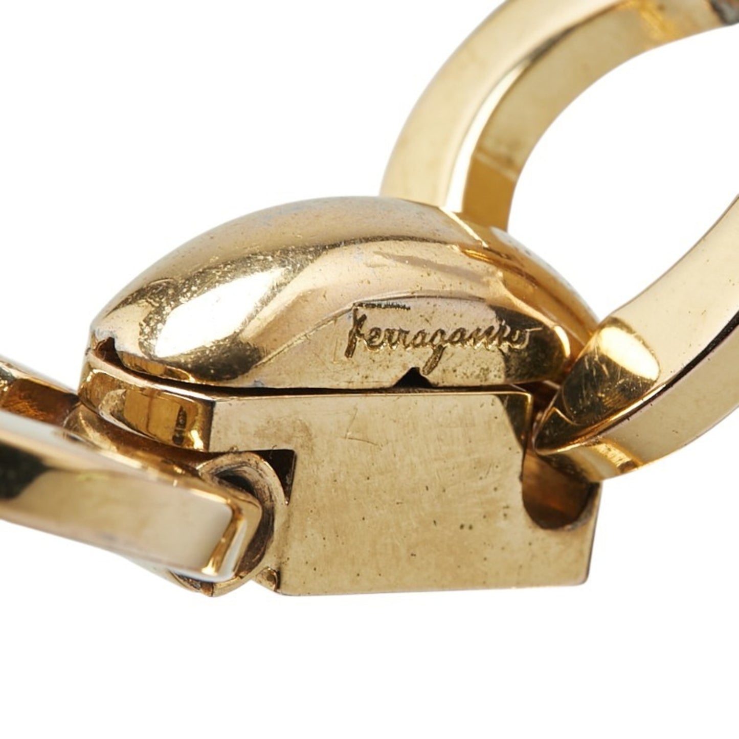 Salvatore Ferragamo Gancini Bangle in Gold and Black Plated Leather for Women